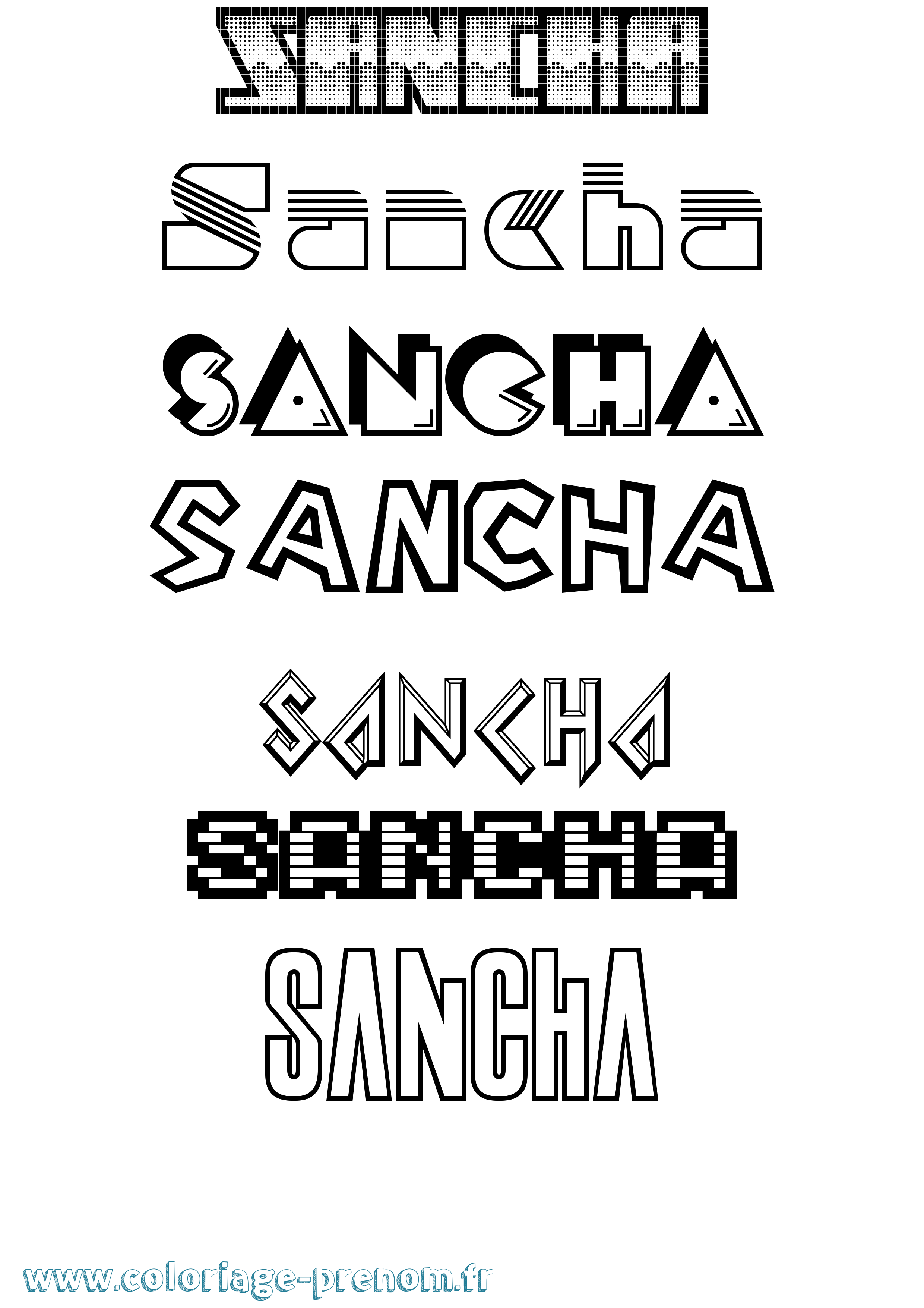 Coloriage prénom Sancha Jeux Vidéos