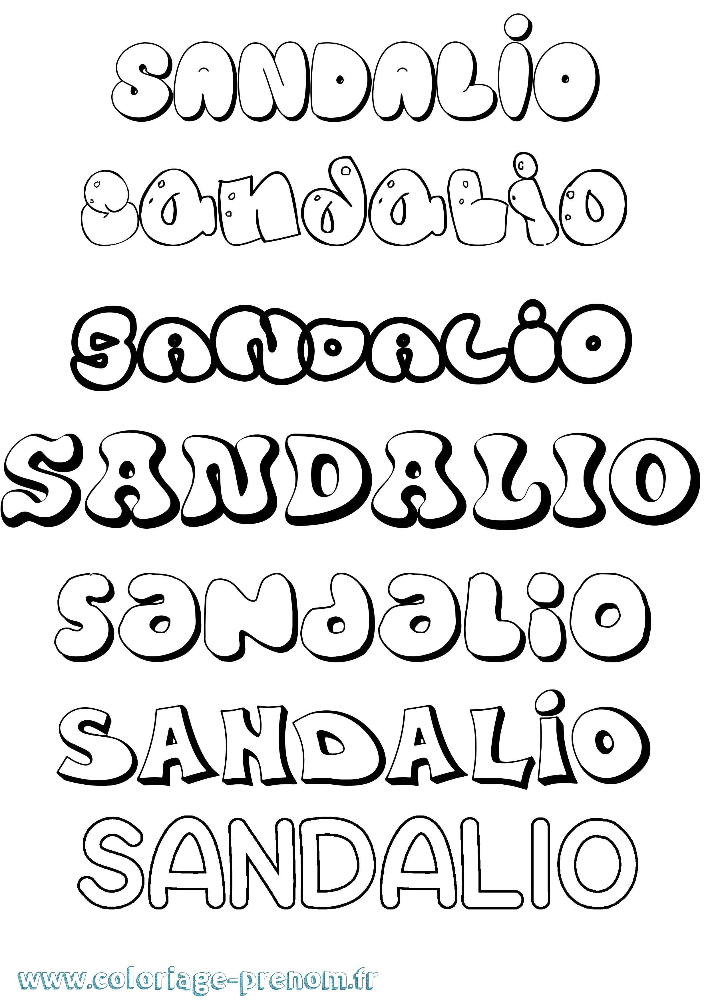 Coloriage prénom Sandalio Bubble