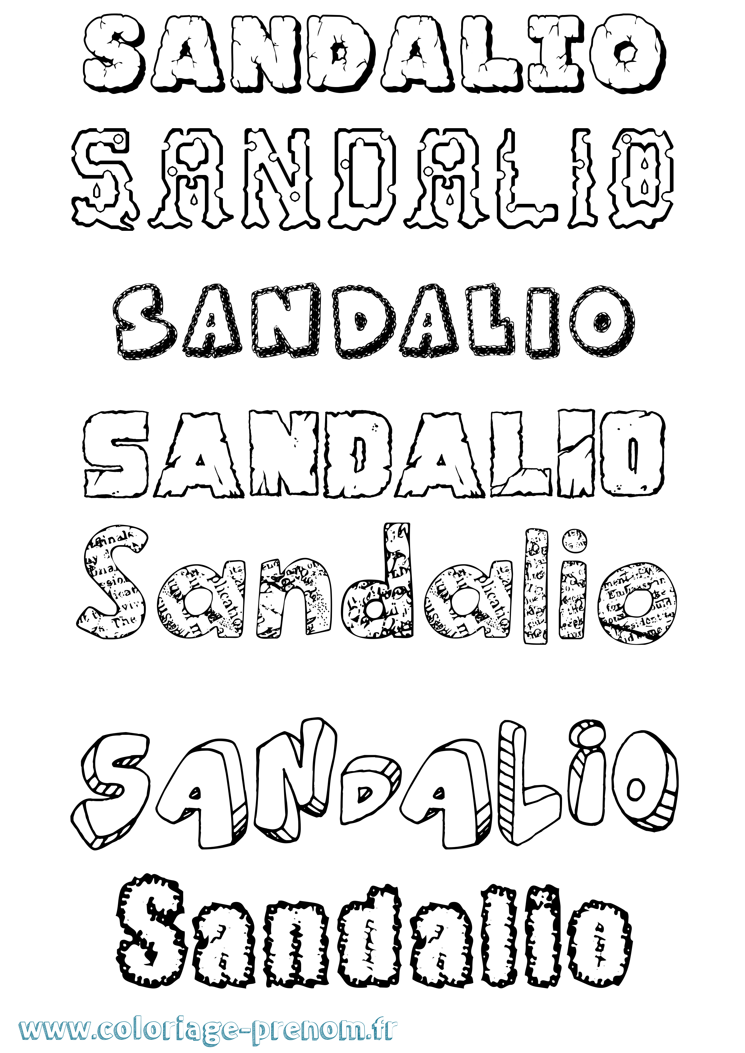 Coloriage prénom Sandalio Destructuré