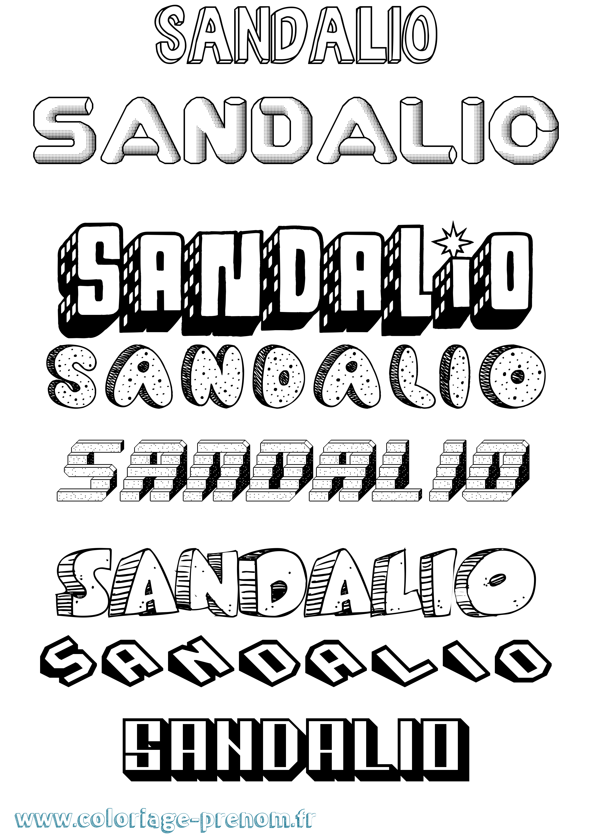 Coloriage prénom Sandalio Effet 3D