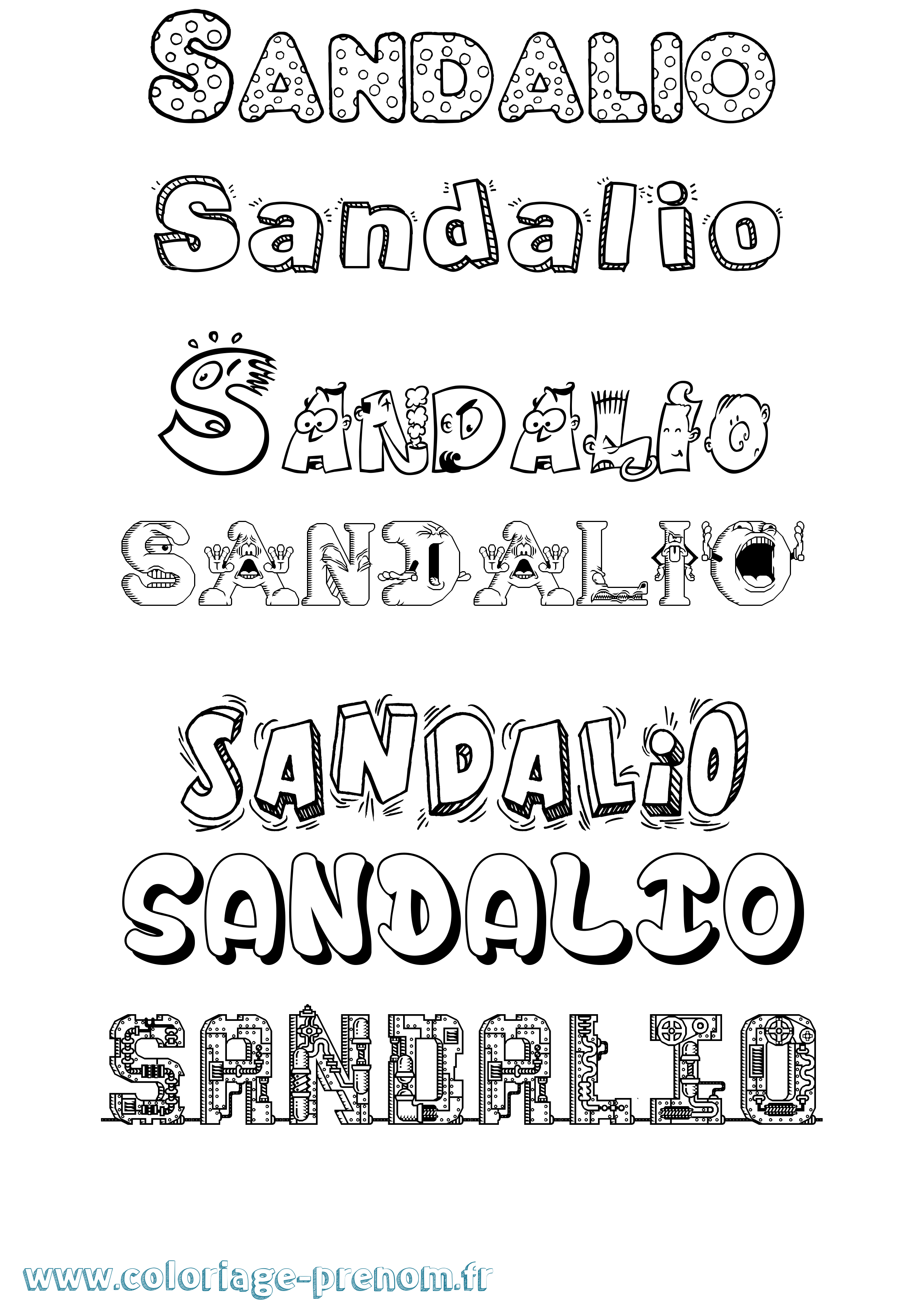 Coloriage prénom Sandalio Fun