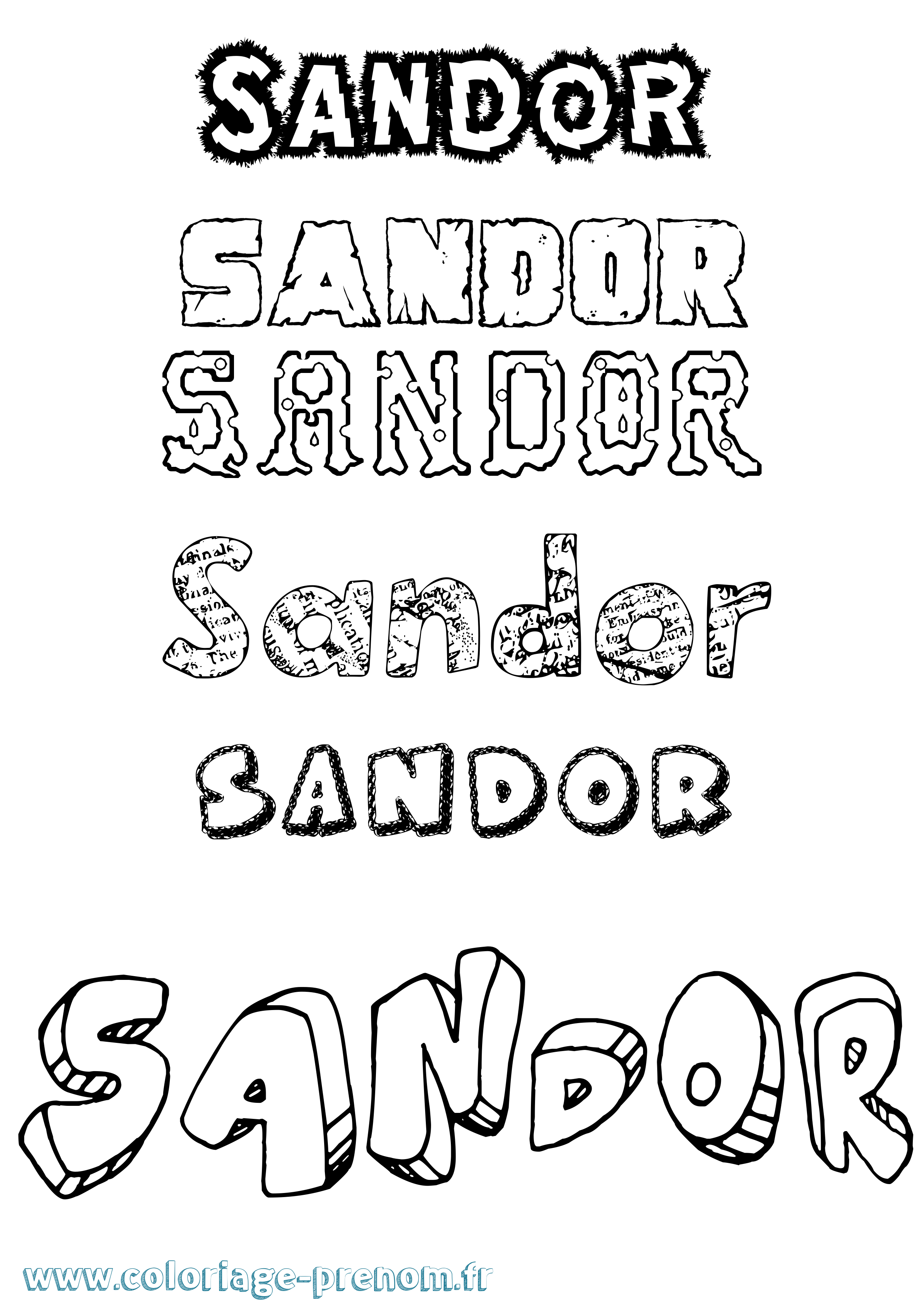 Coloriage prénom Sándor Destructuré