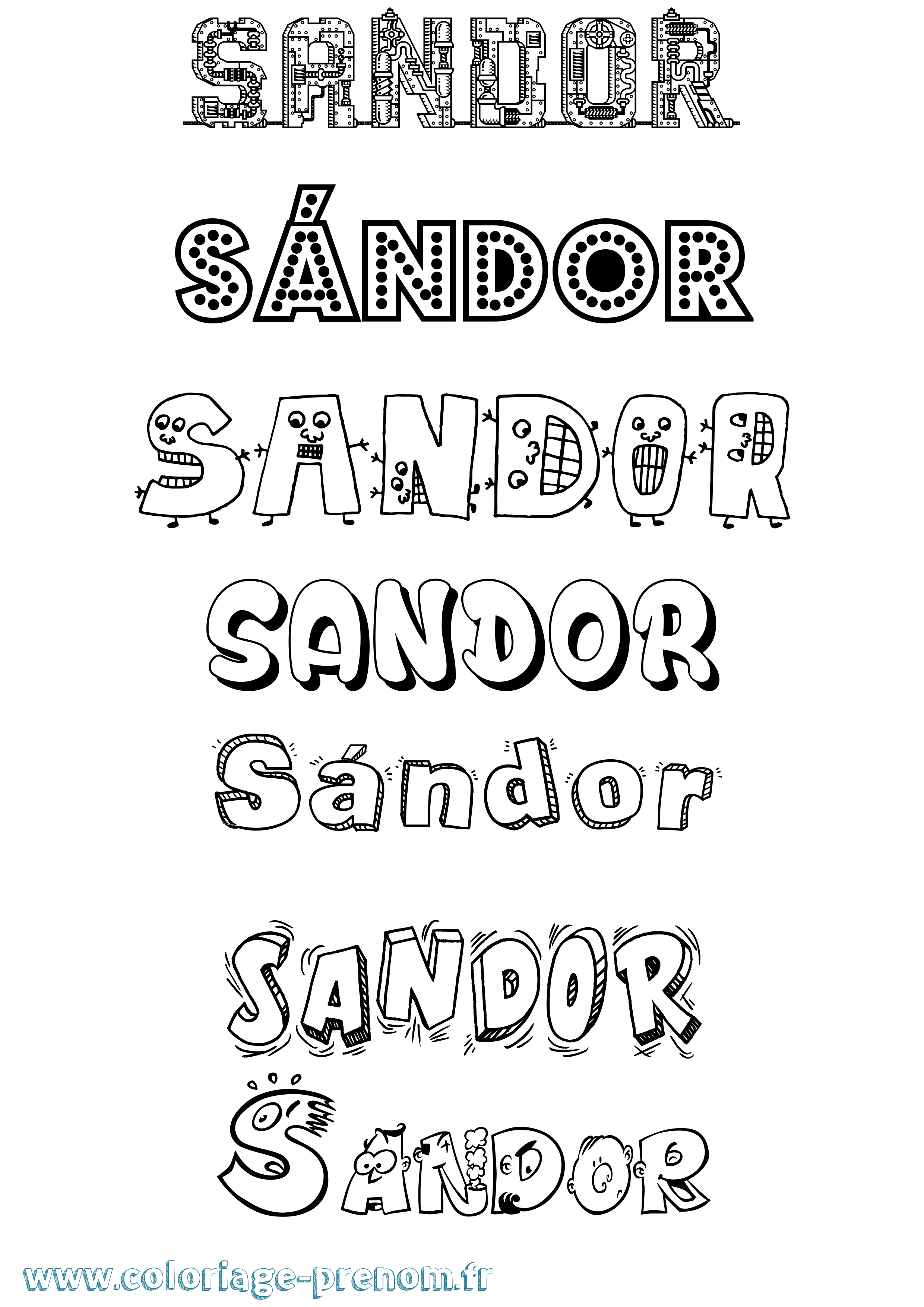 Coloriage prénom Sándor Fun