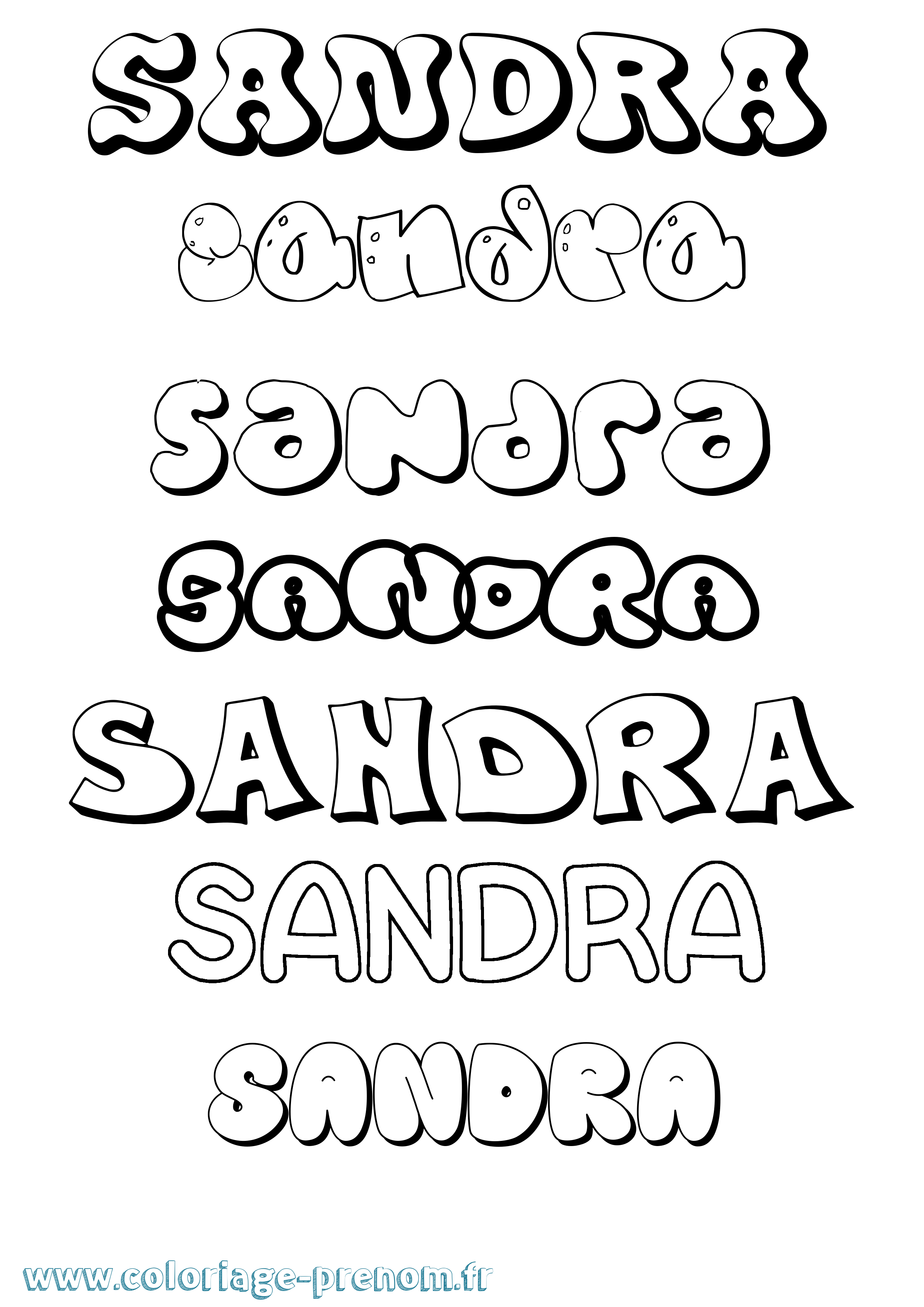 Coloriage prénom Sandra Bubble