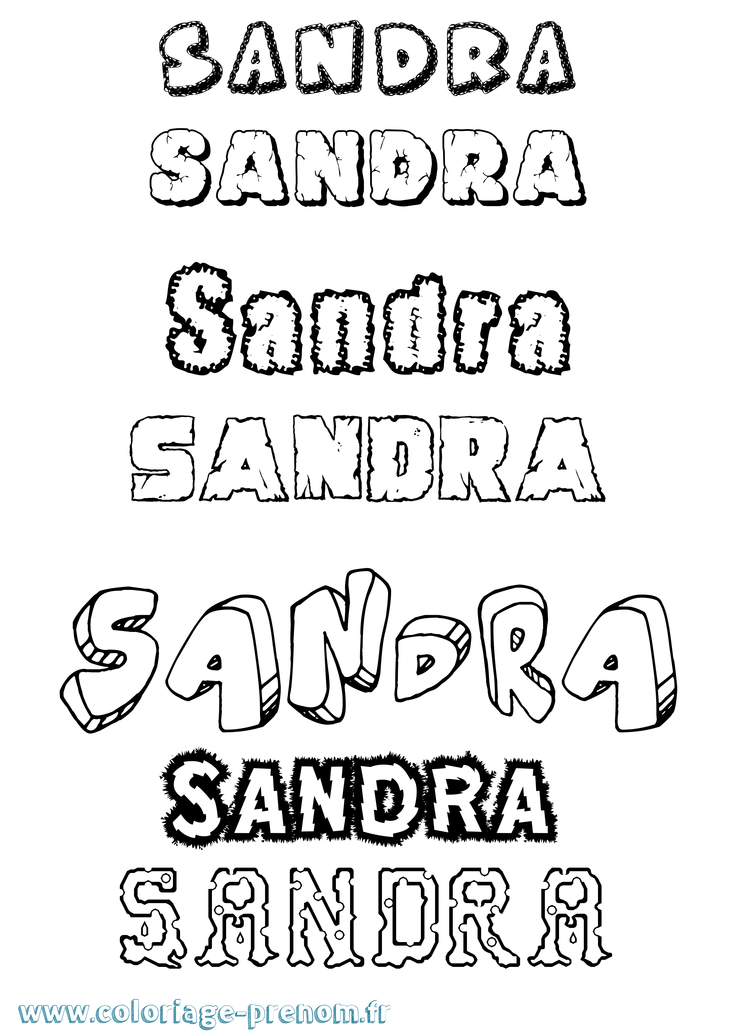 Coloriage prénom Sandra Destructuré