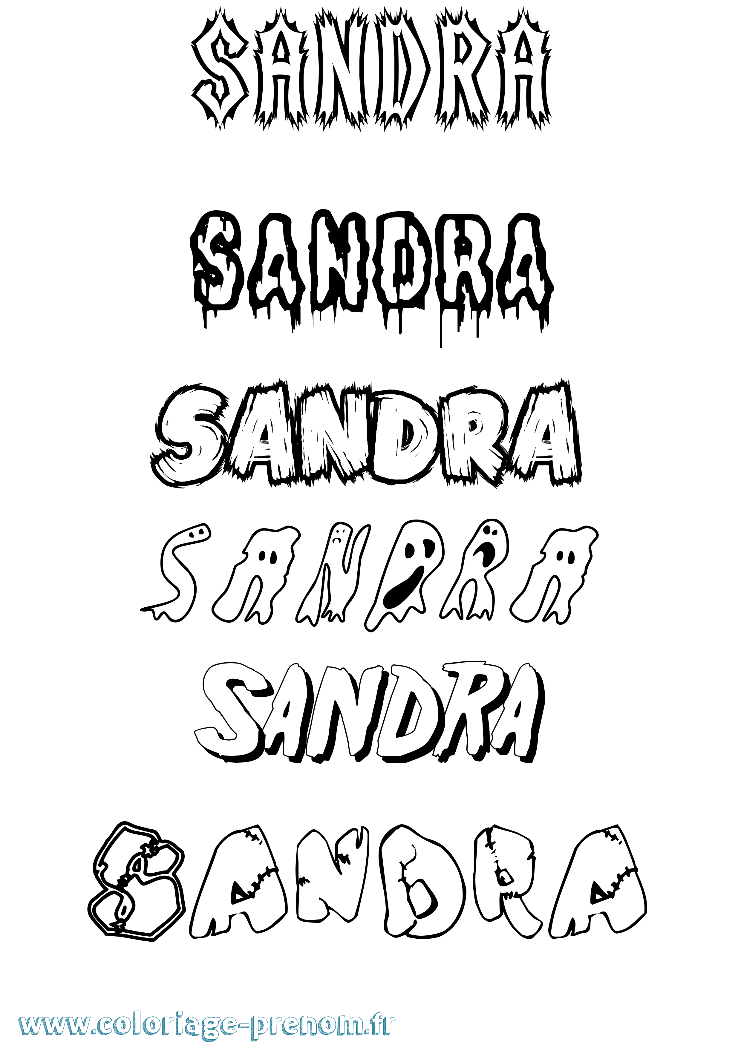 Coloriage prénom Sandra Frisson