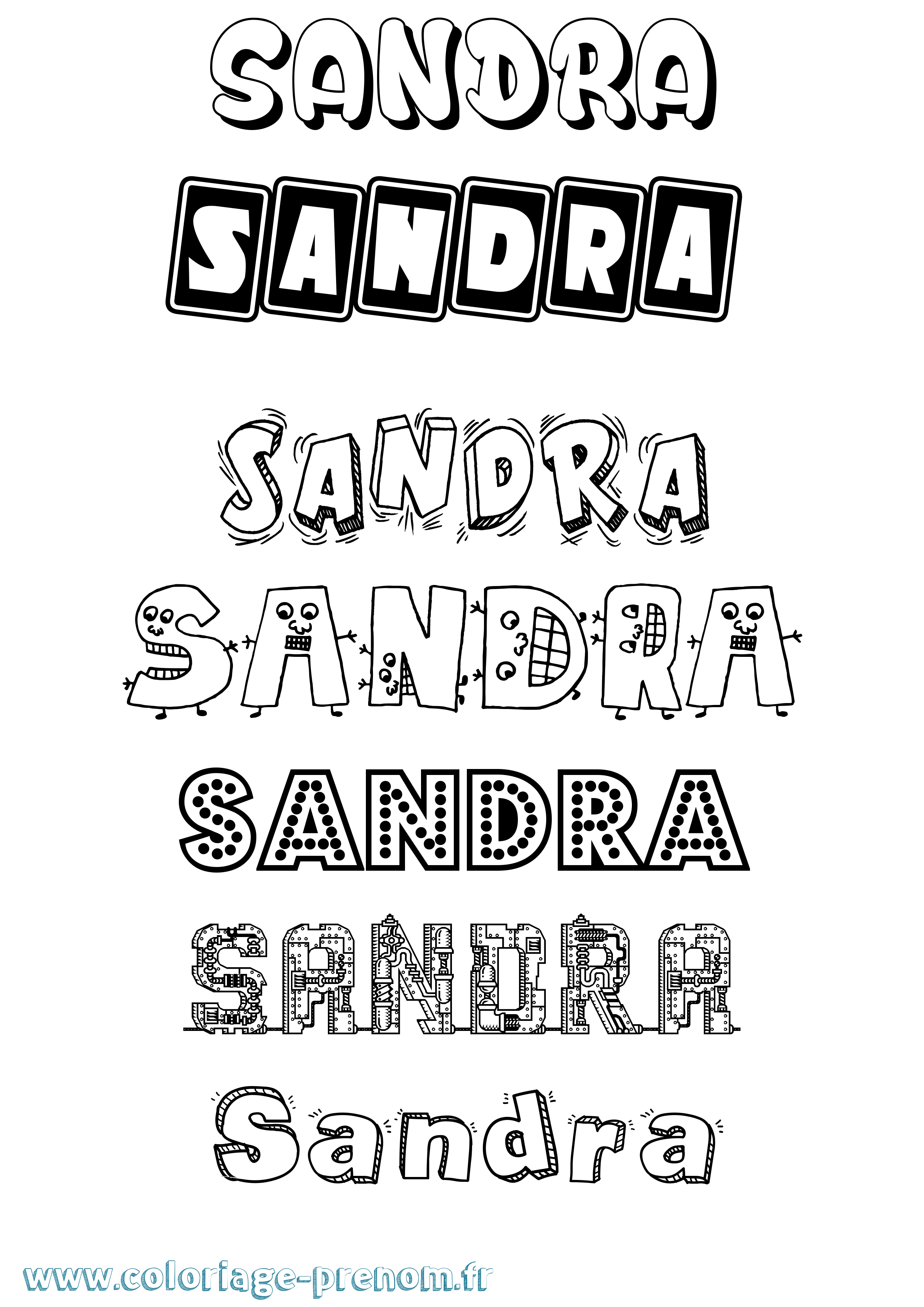 Coloriage prénom Sandra Fun