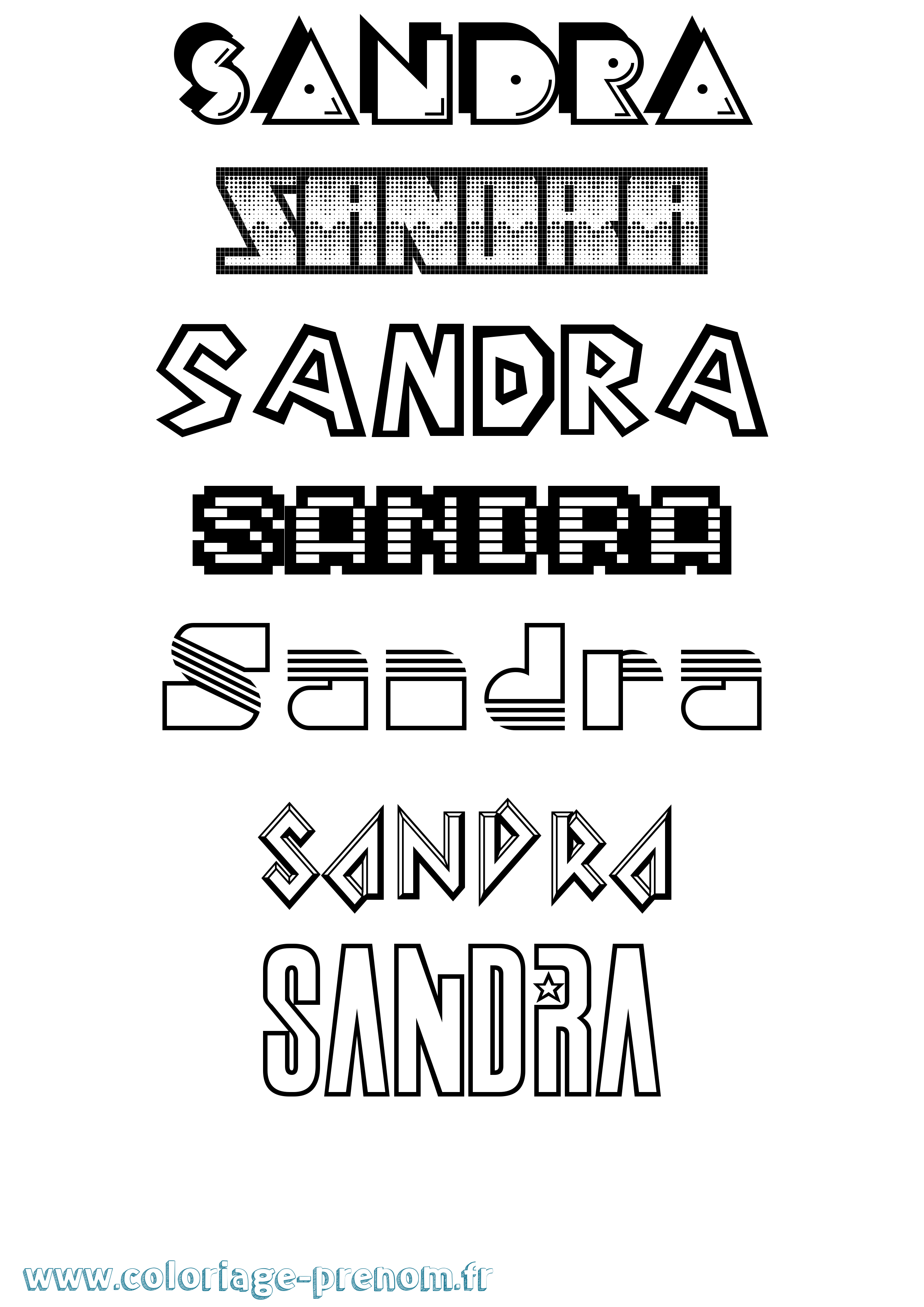 Coloriage prénom Sandra Jeux Vidéos