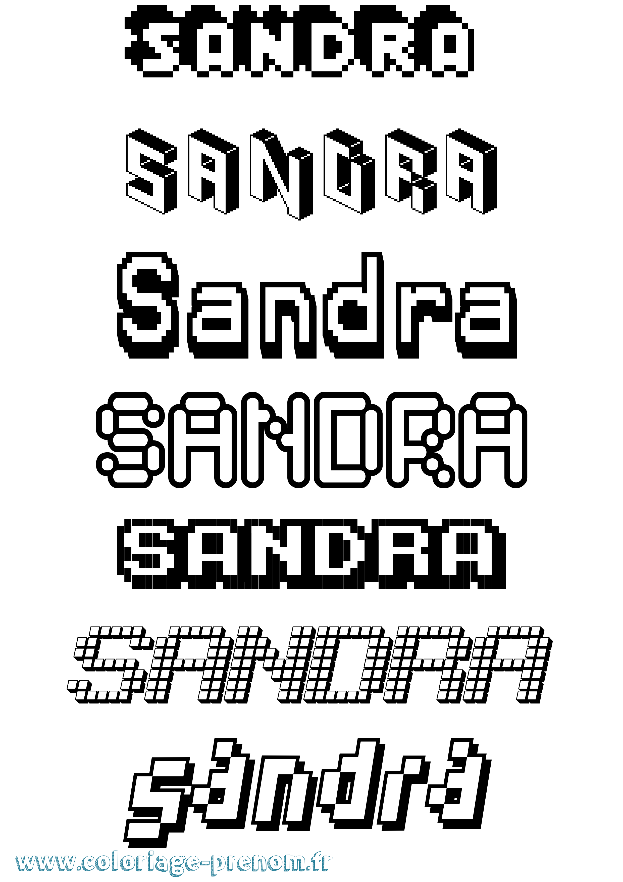Coloriage prénom Sandra Pixel