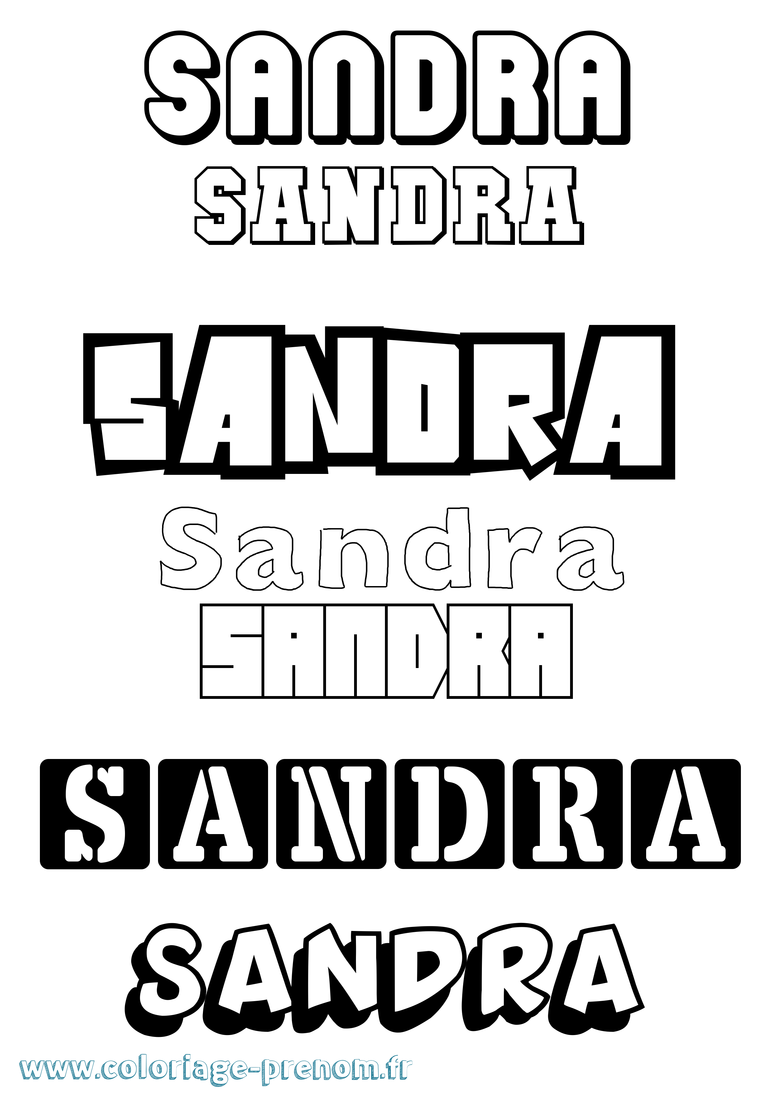 Coloriage prénom Sandra Simple