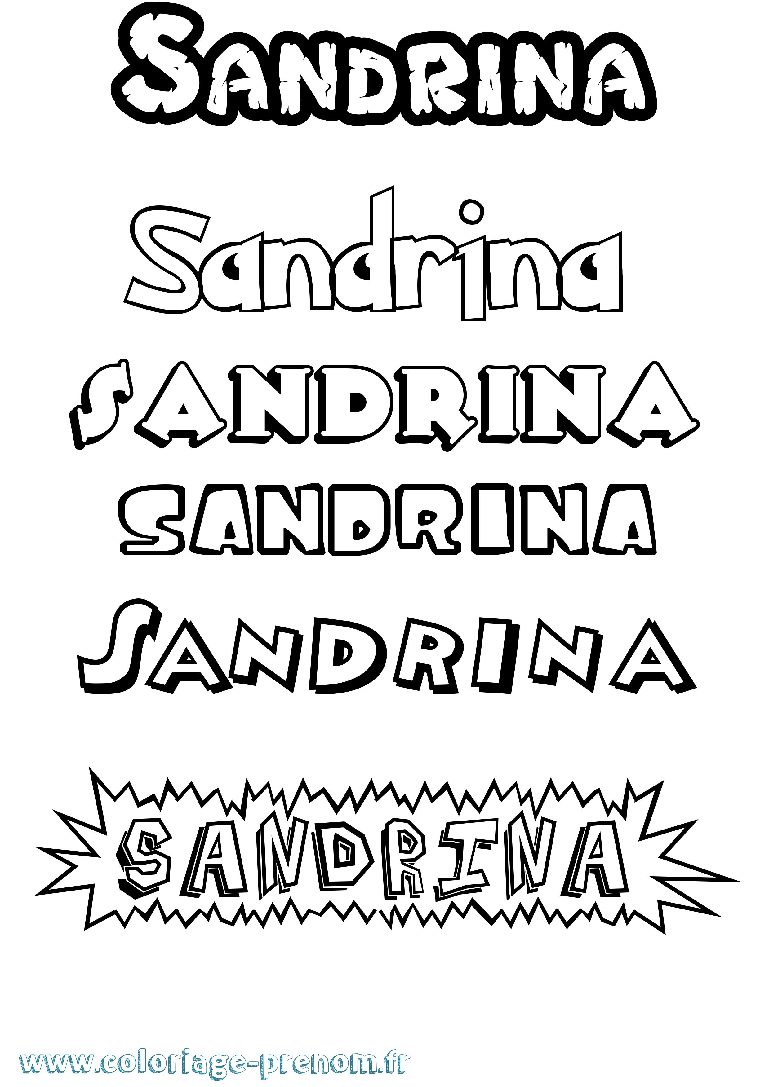 Coloriage prénom Sandrina Dessin Animé