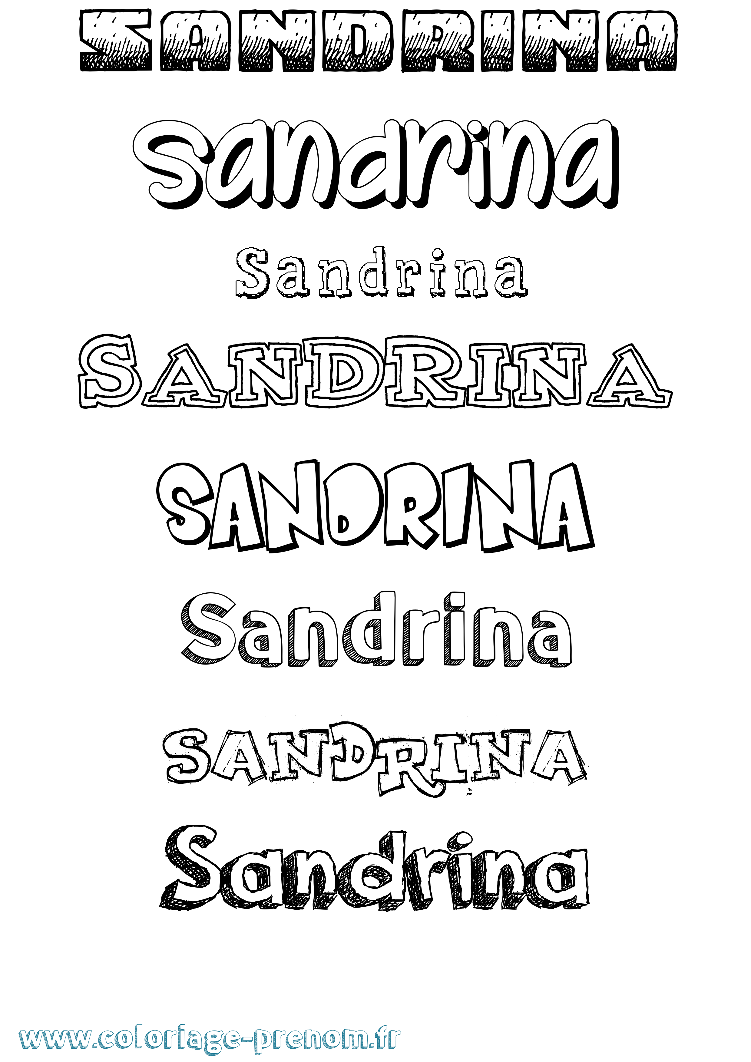 Coloriage prénom Sandrina Dessiné