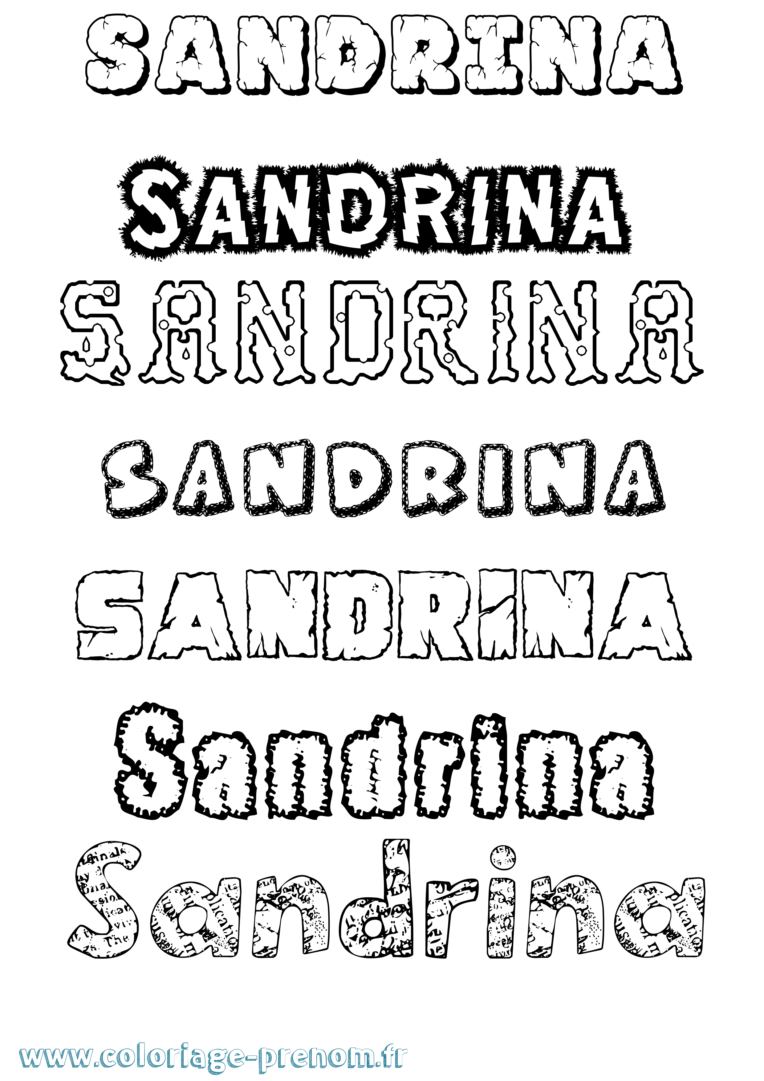 Coloriage prénom Sandrina Destructuré