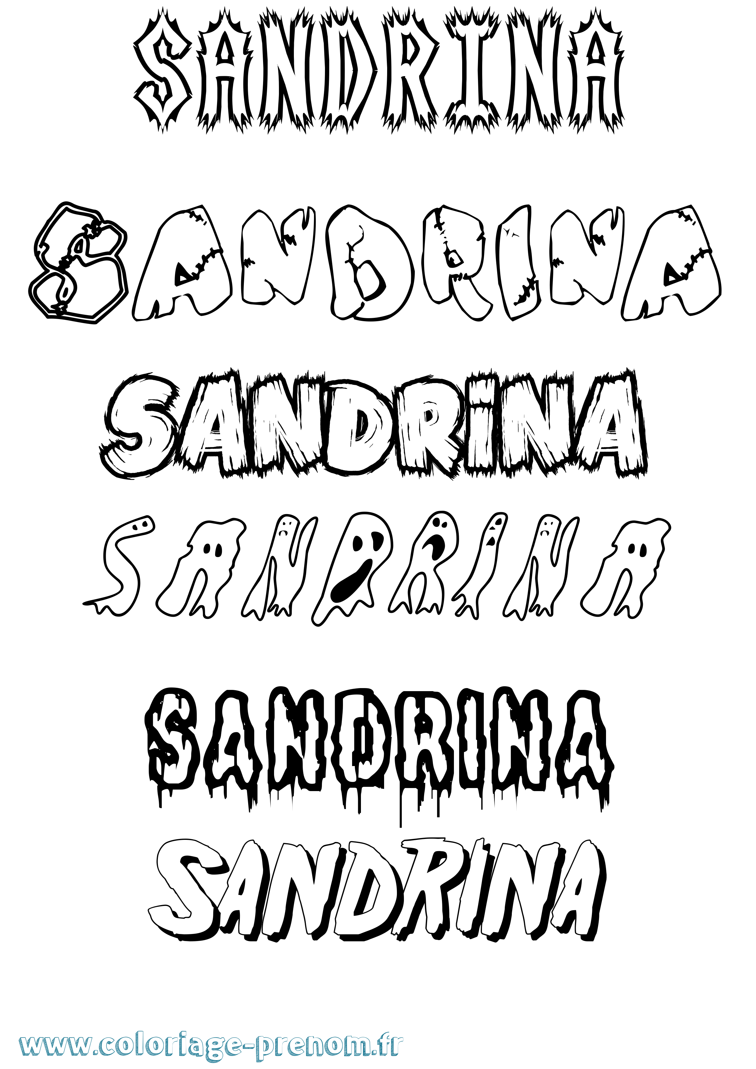 Coloriage prénom Sandrina Frisson