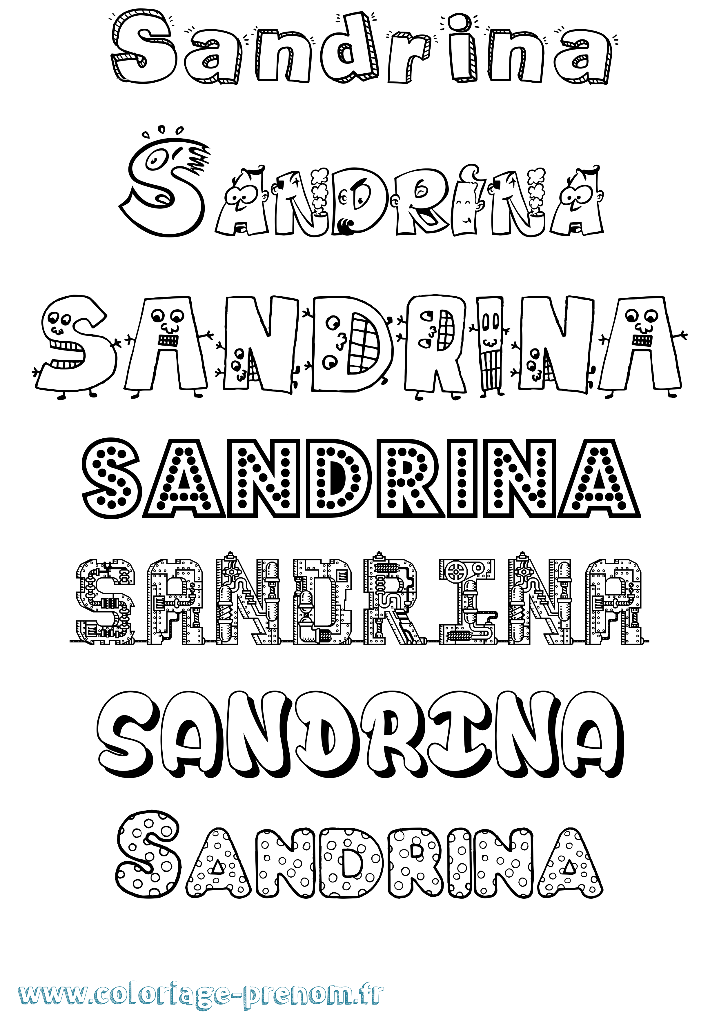 Coloriage prénom Sandrina Fun