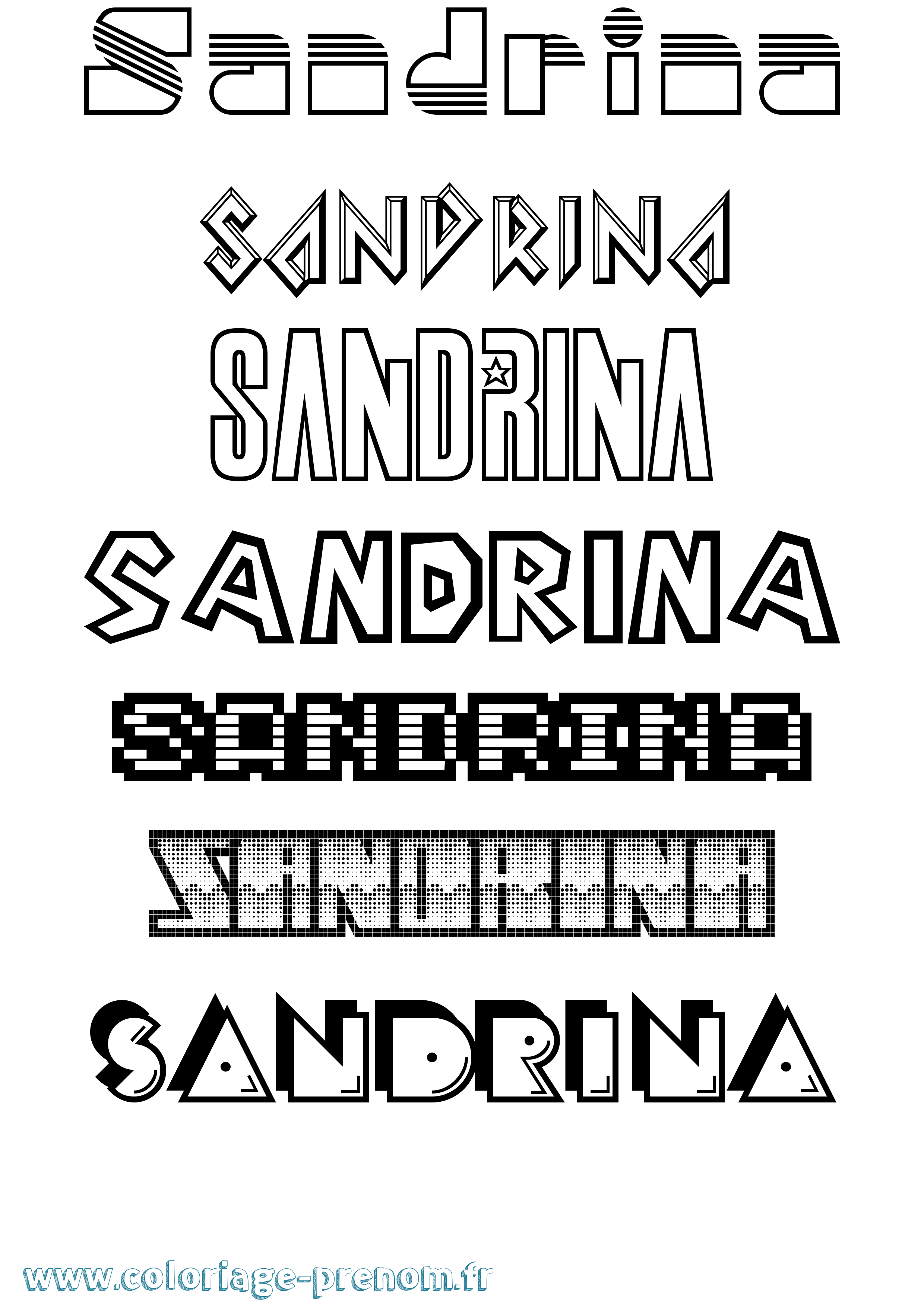 Coloriage prénom Sandrina Jeux Vidéos