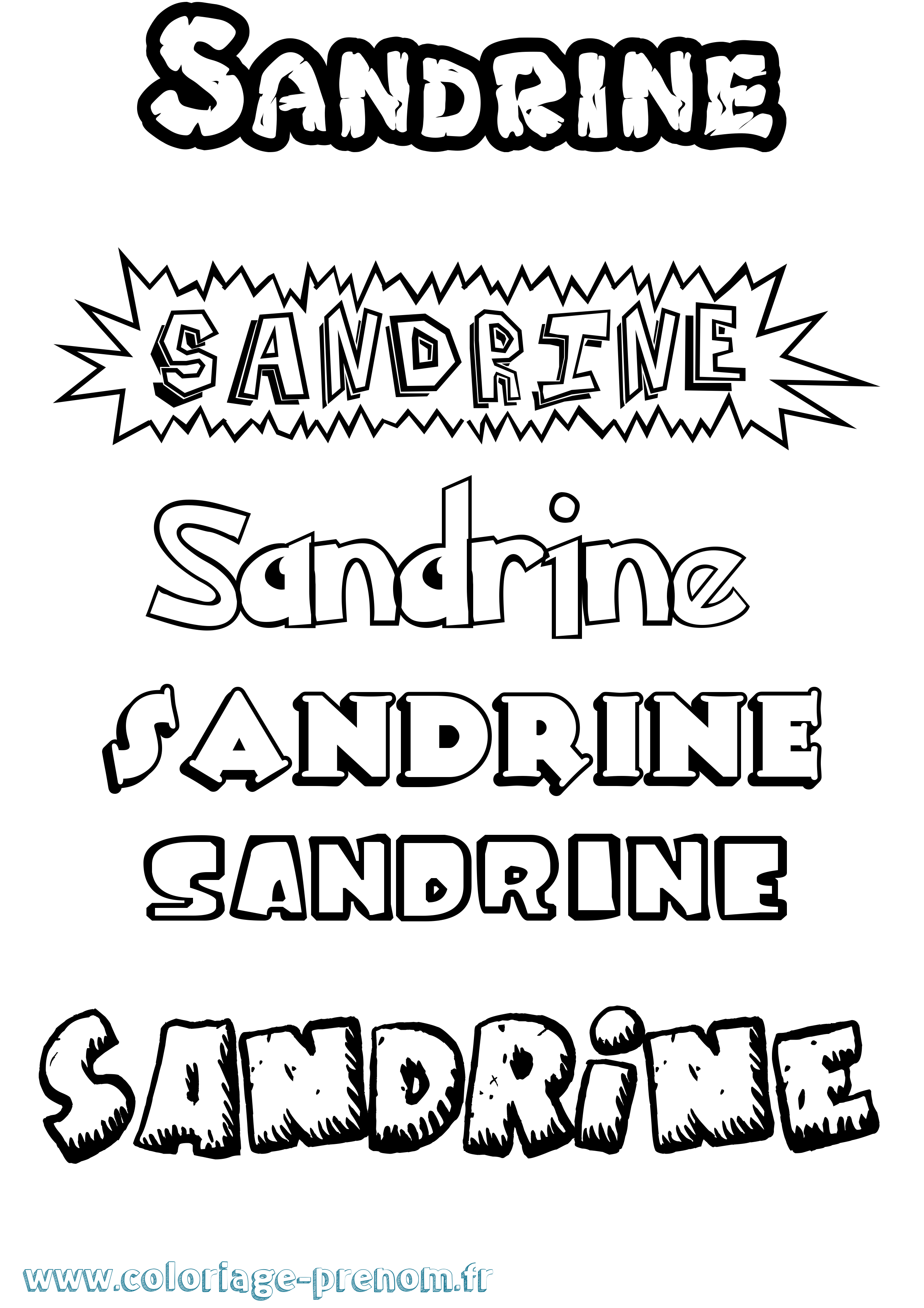 Coloriage prénom Sandrine Dessin Animé