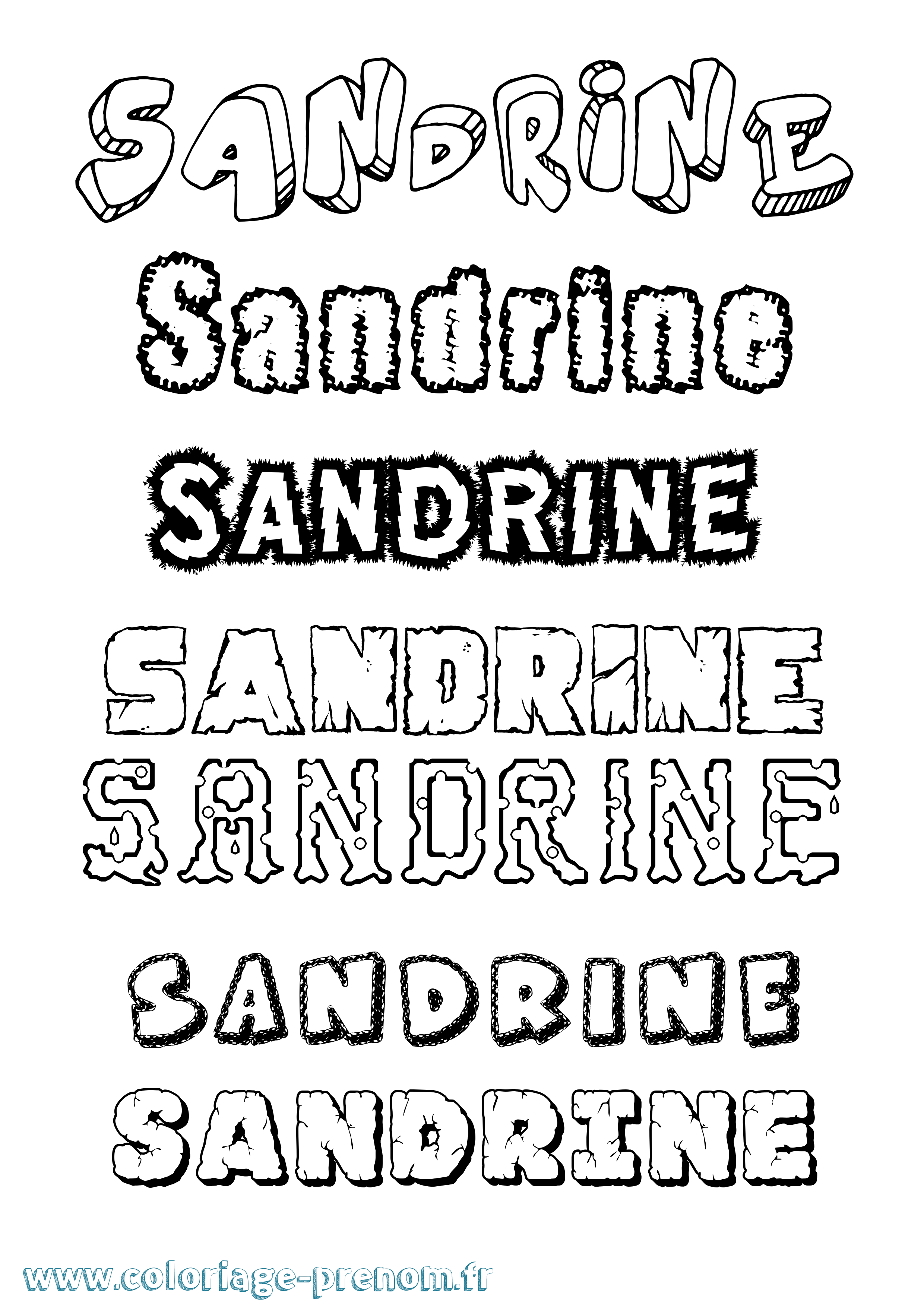 Coloriage prénom Sandrine Destructuré