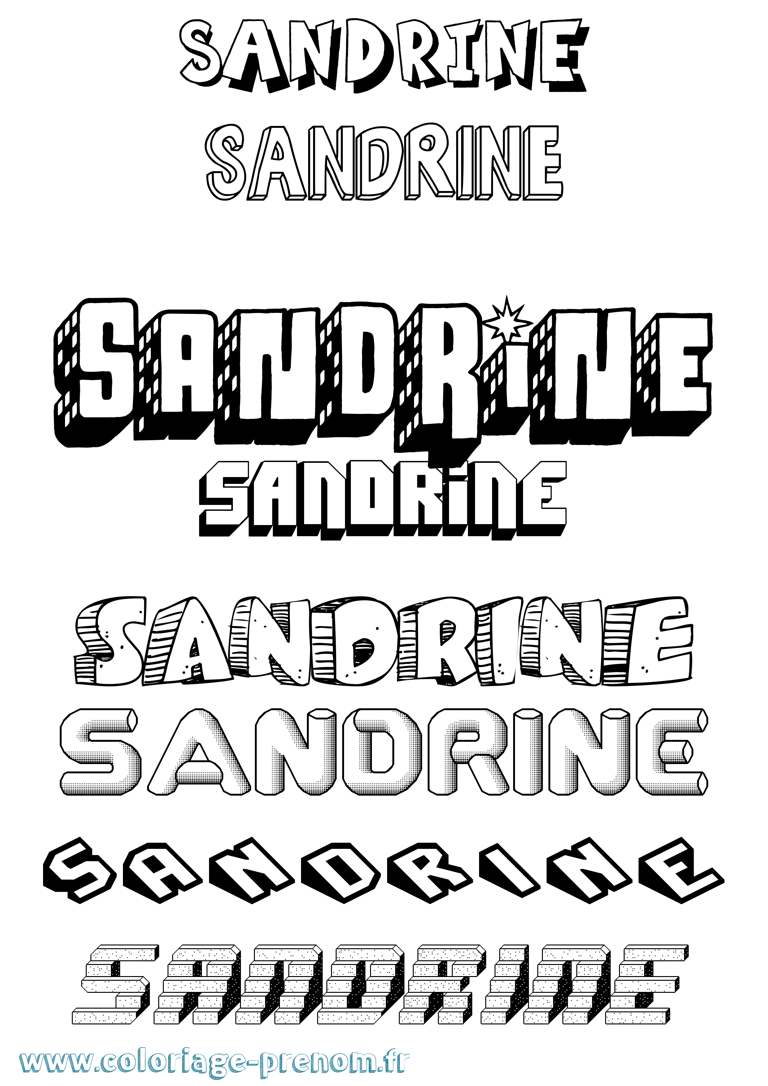 Coloriage prénom Sandrine Effet 3D
