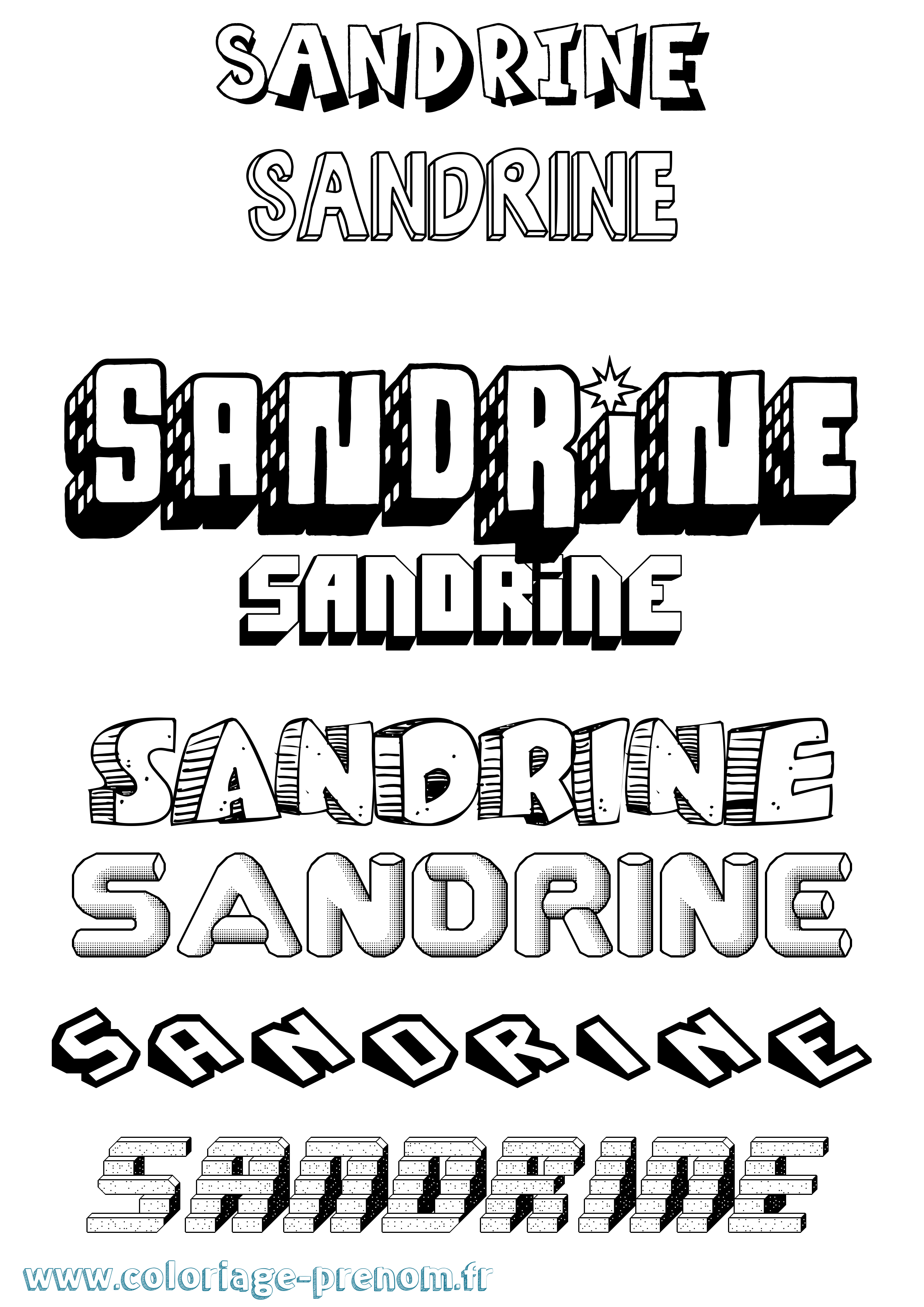 Coloriage Sandrine Coloriage prénom Sandrine