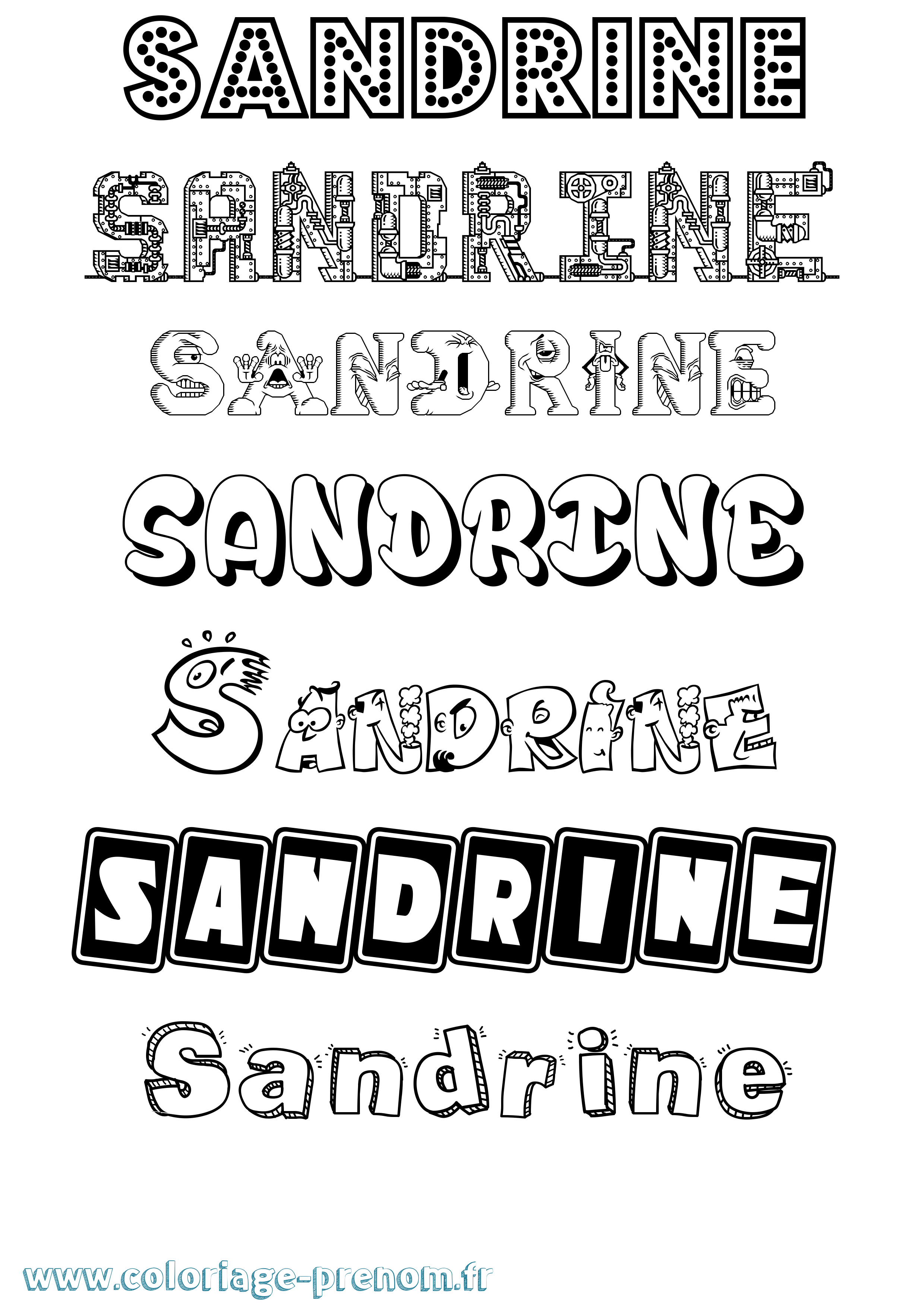 Coloriage prénom Sandrine Fun