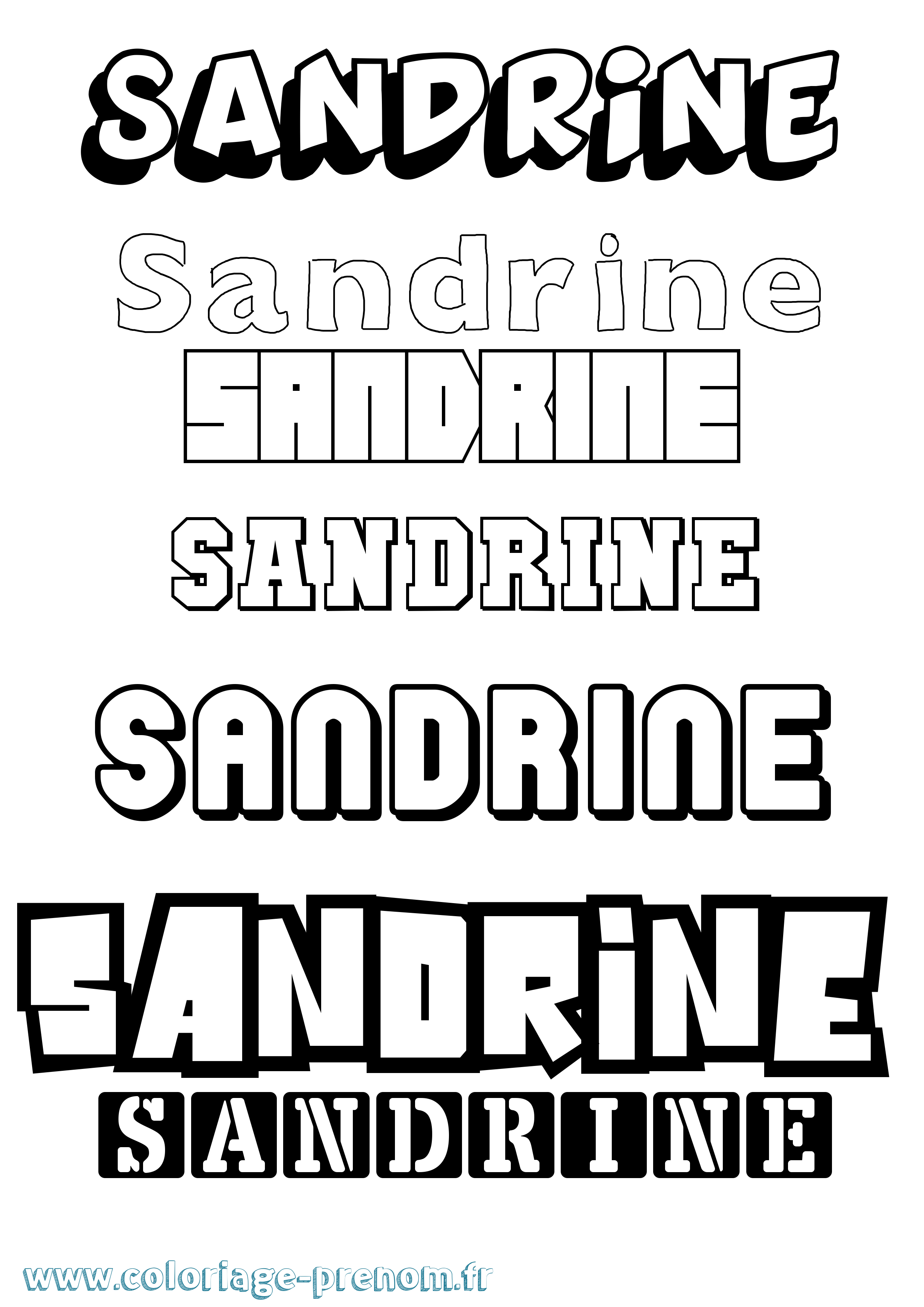 Coloriage prénom Sandrine Simple