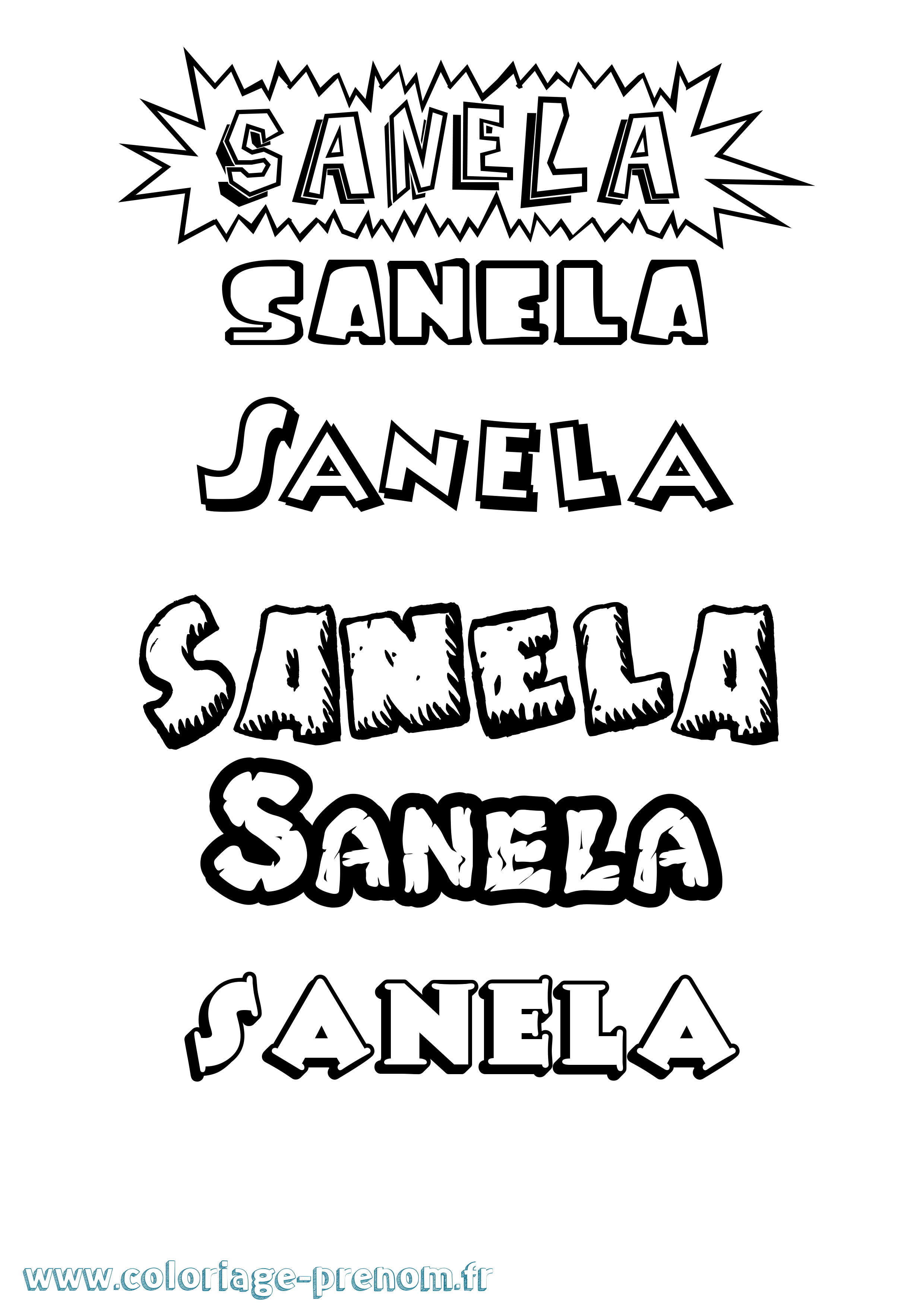 Coloriage prénom Sanela Dessin Animé