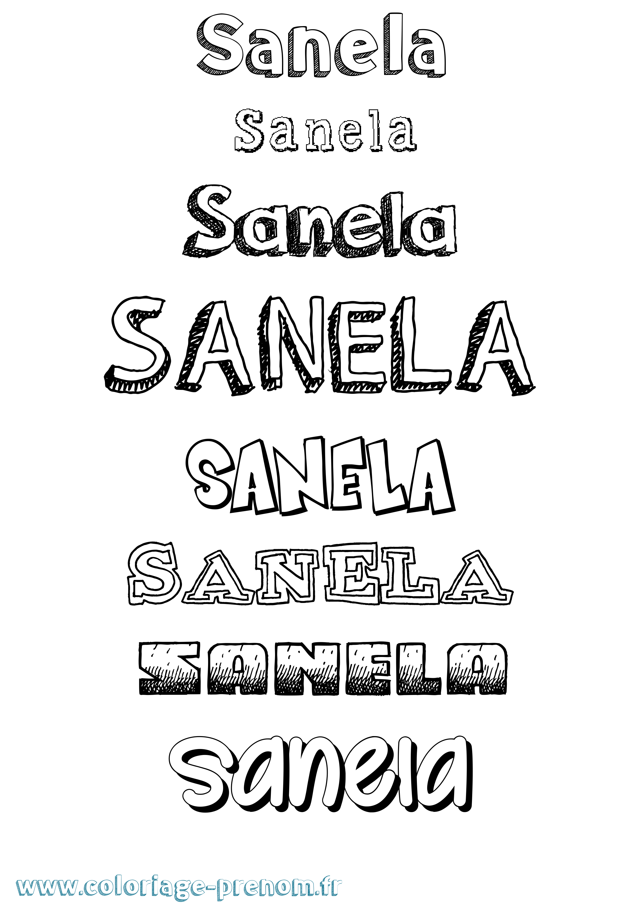 Coloriage prénom Sanela Dessiné