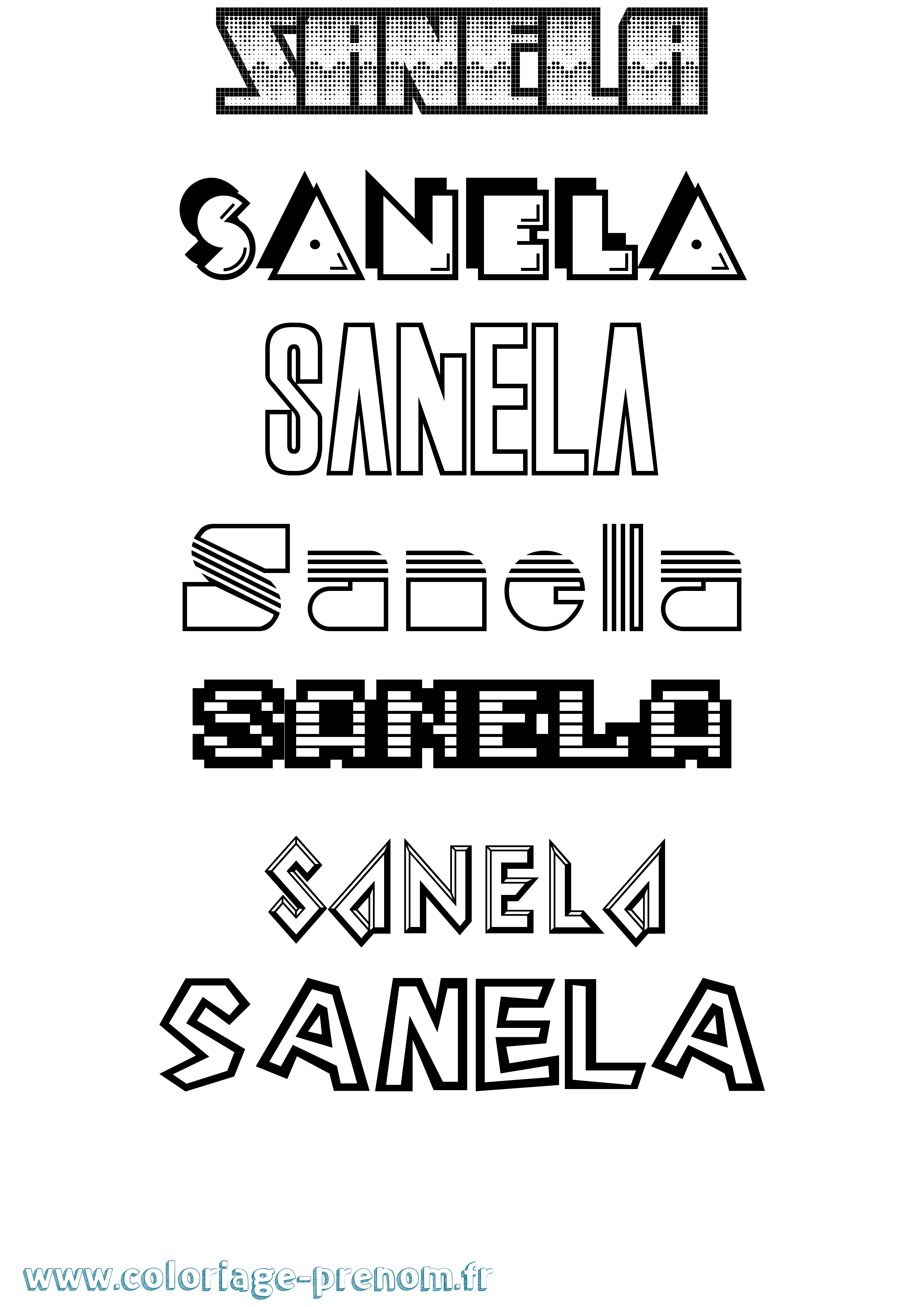 Coloriage prénom Sanela Jeux Vidéos