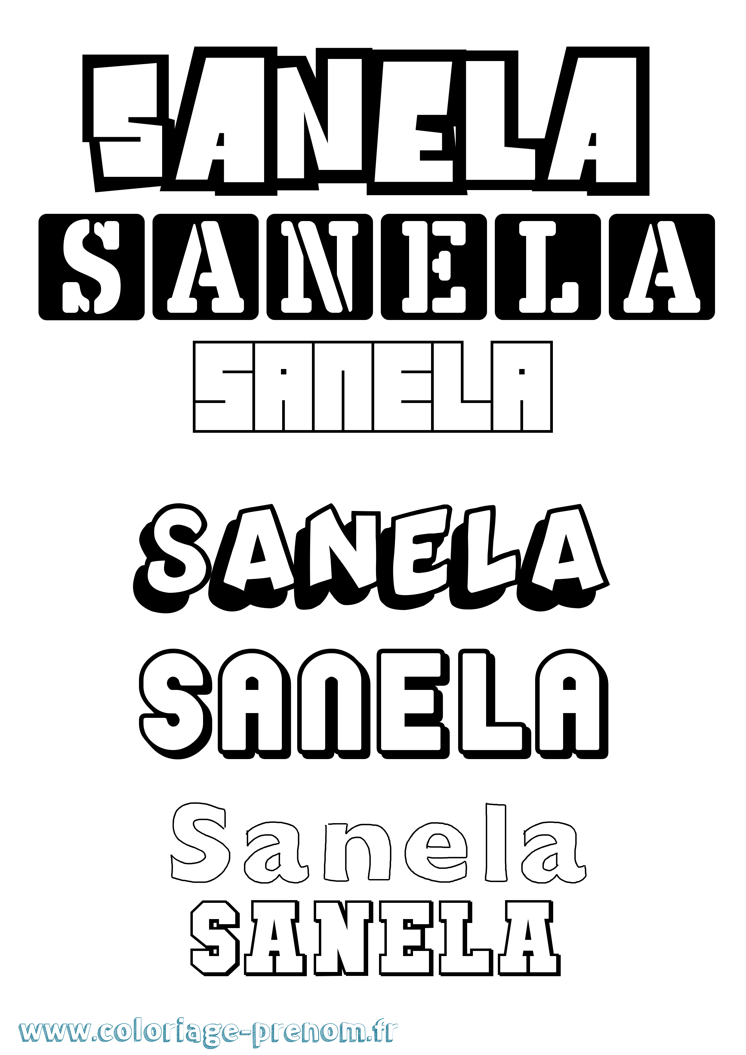 Coloriage prénom Sanela Simple