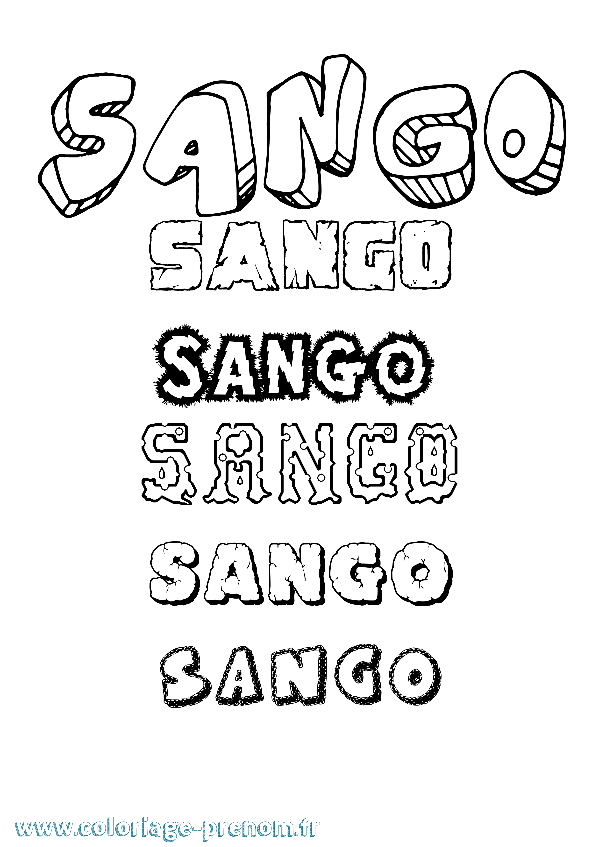 Coloriage Sango Destructuré Coloriage prénom Sango Destructuré