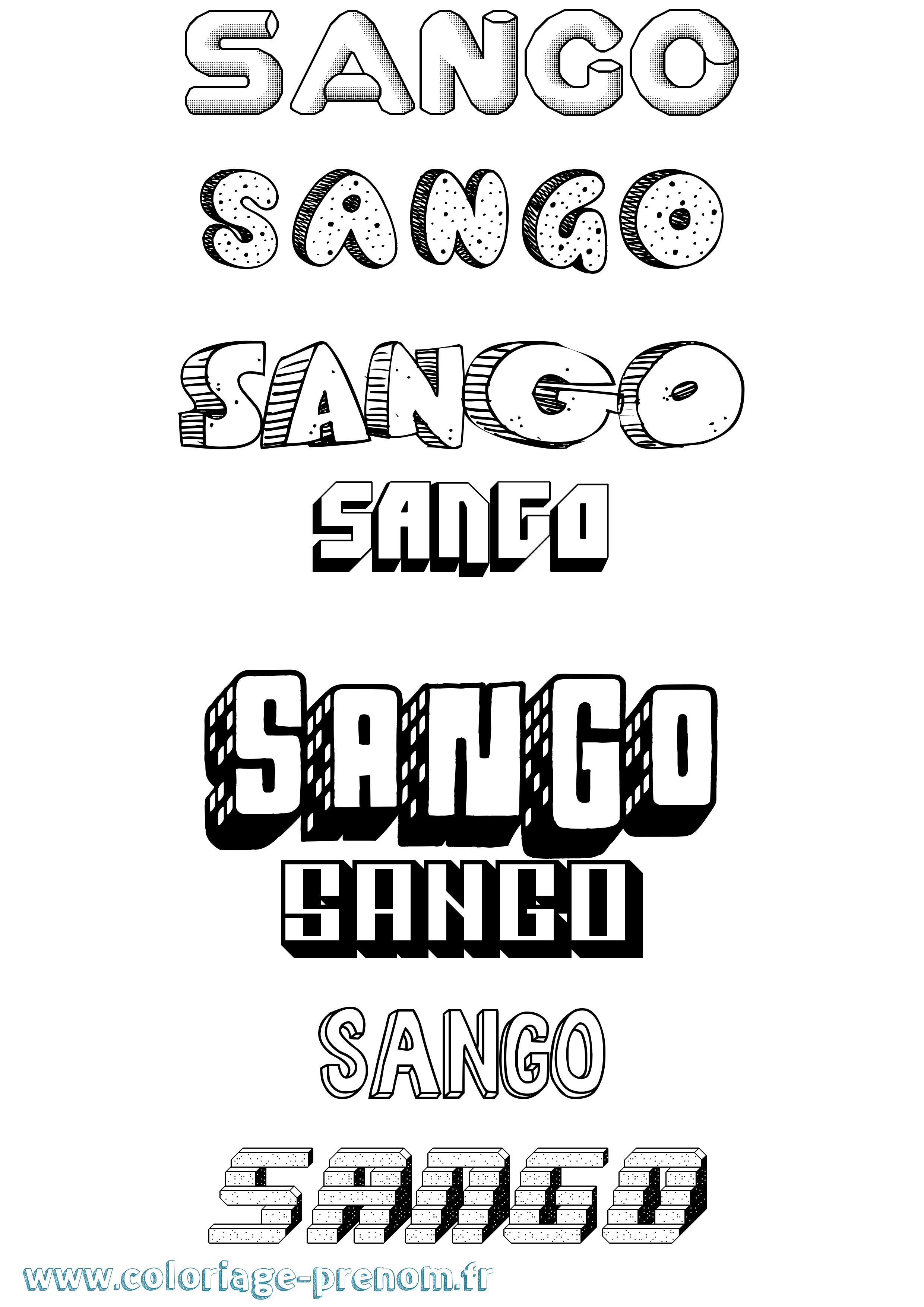 Coloriage Sango Effet 3D Coloriage prénom Sango Effet 3D