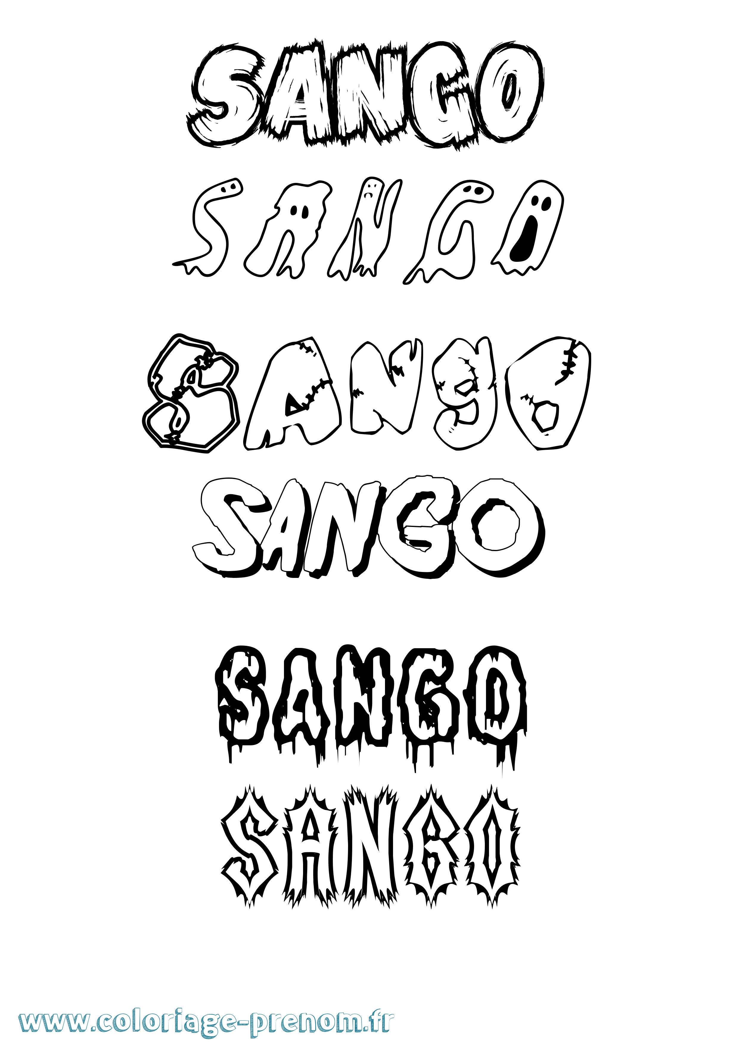 Coloriage Sango Frisson Coloriage prénom Sango Frisson