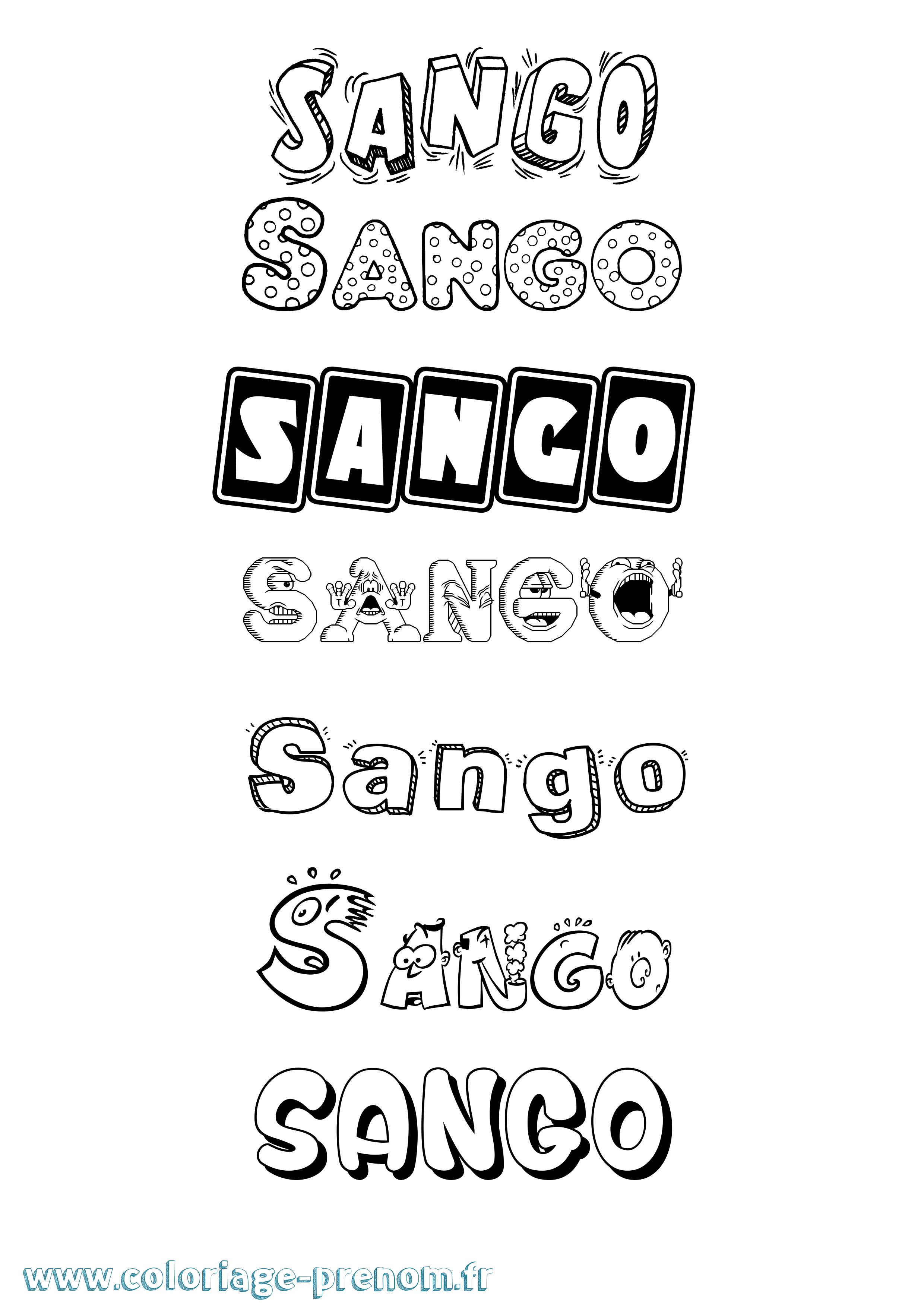 Coloriage Sango Fun Coloriage prénom Sango Fun