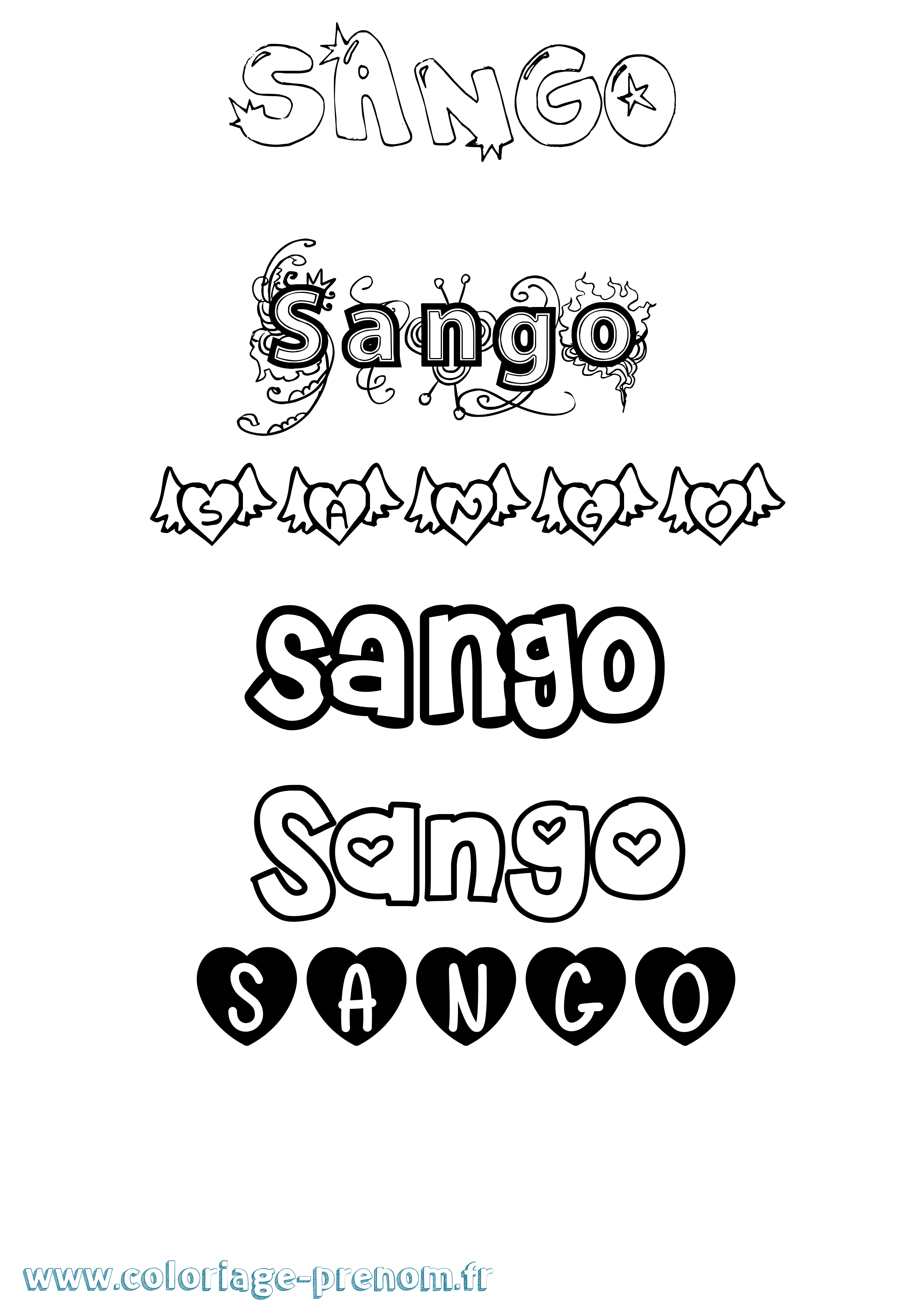Coloriage Sango Girly Coloriage prénom Sango Girly