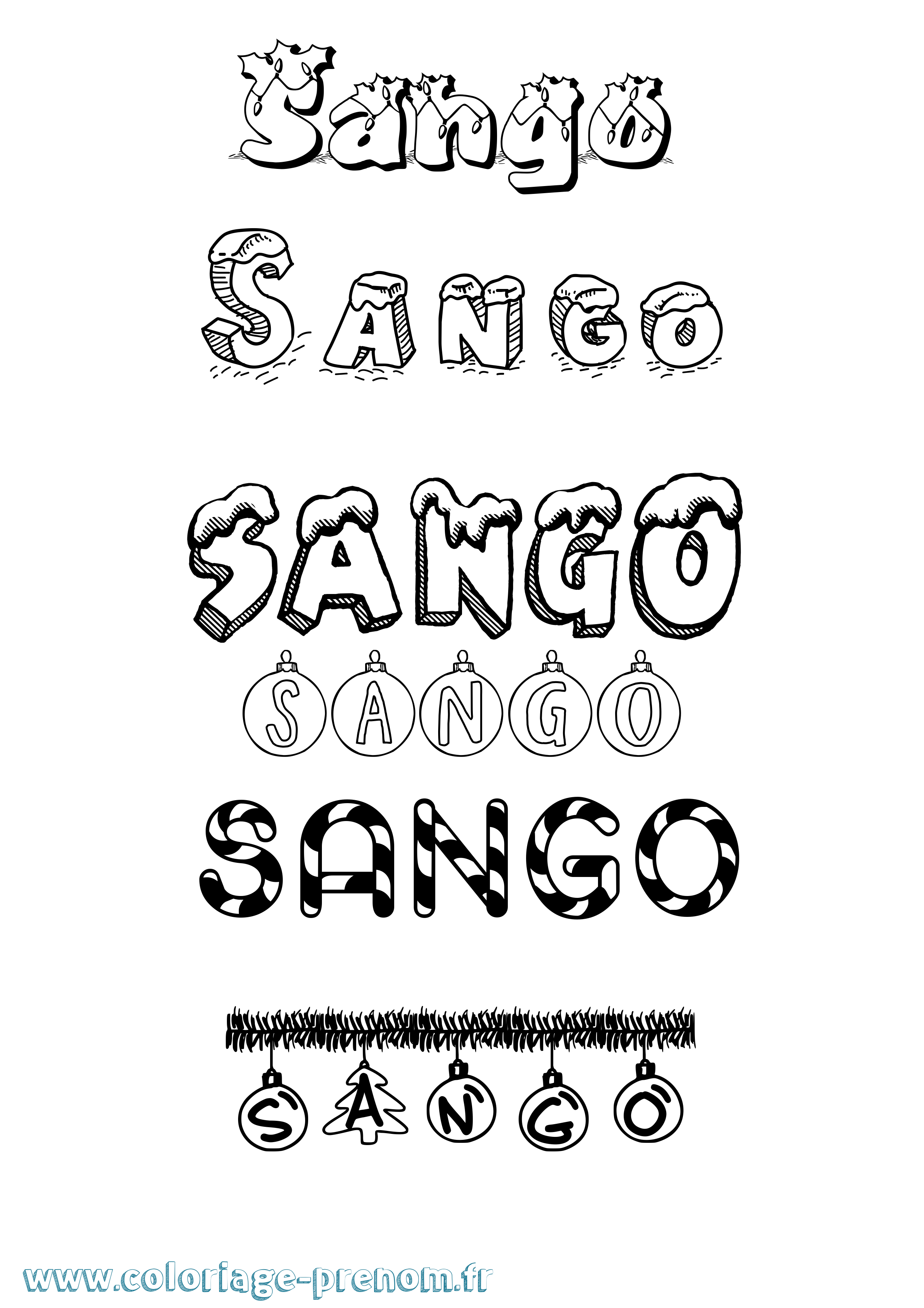 Coloriage Sango Noël Coloriage prénom Sango Noël
