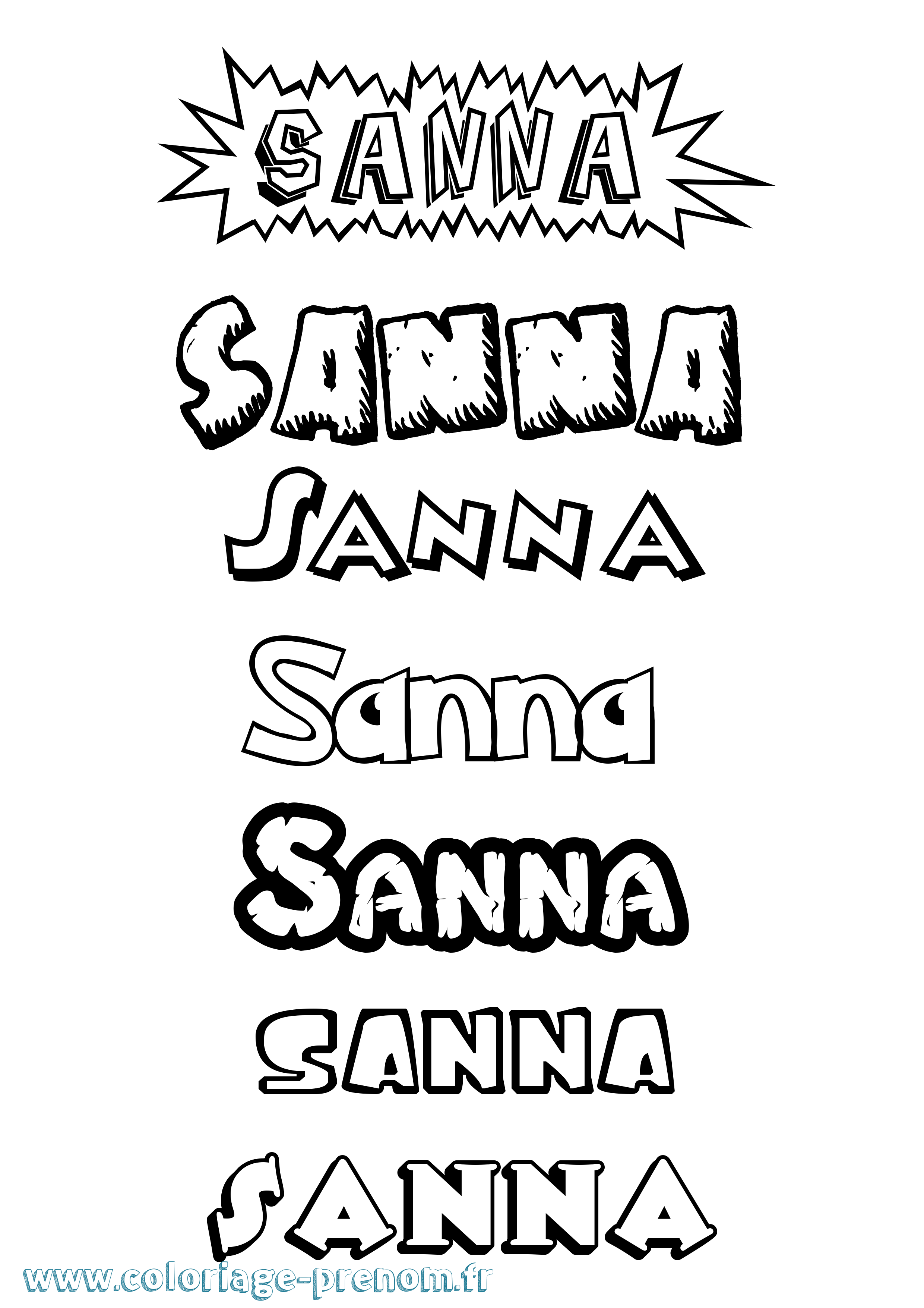 Coloriage prénom Sanna Dessin Animé