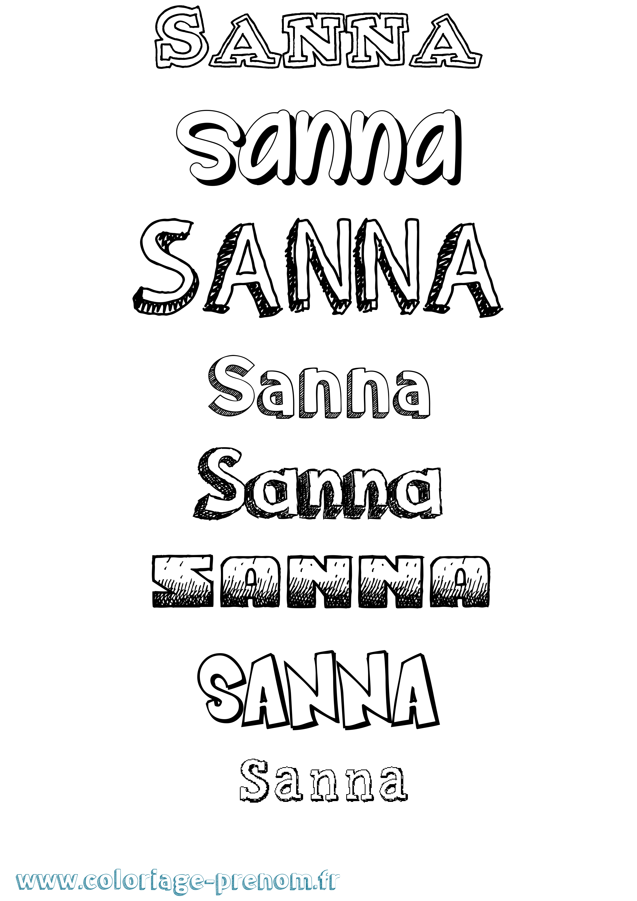 Coloriage prénom Sanna Dessiné