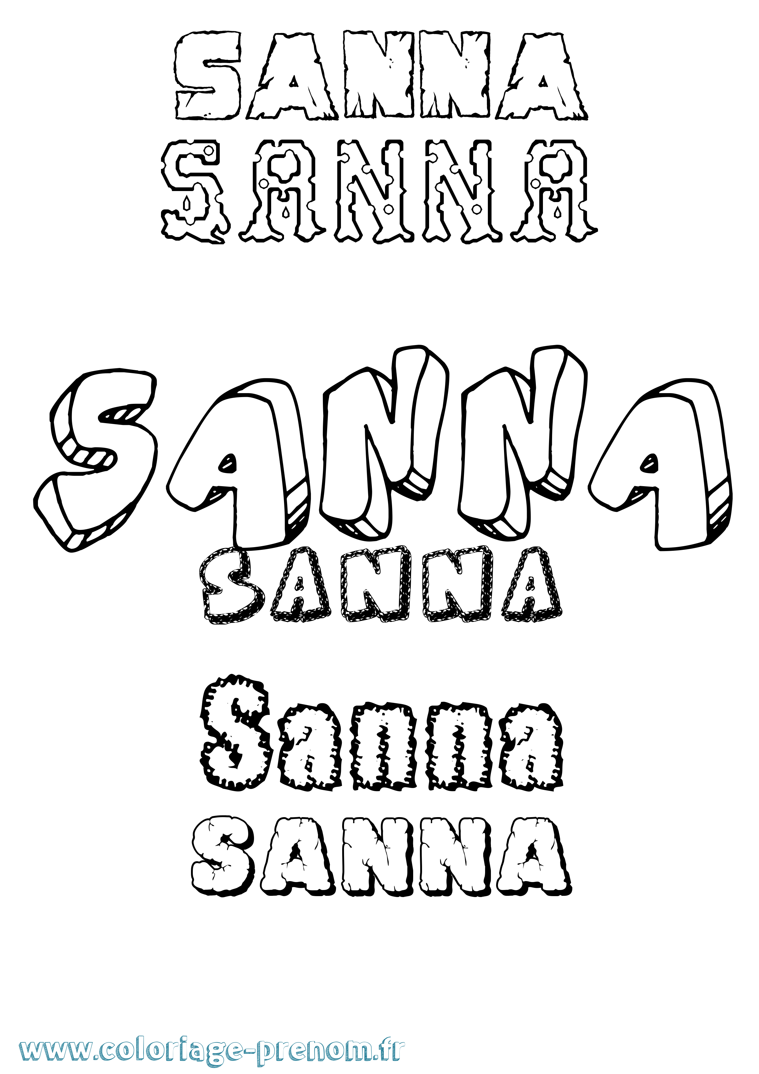 Coloriage prénom Sanna Destructuré