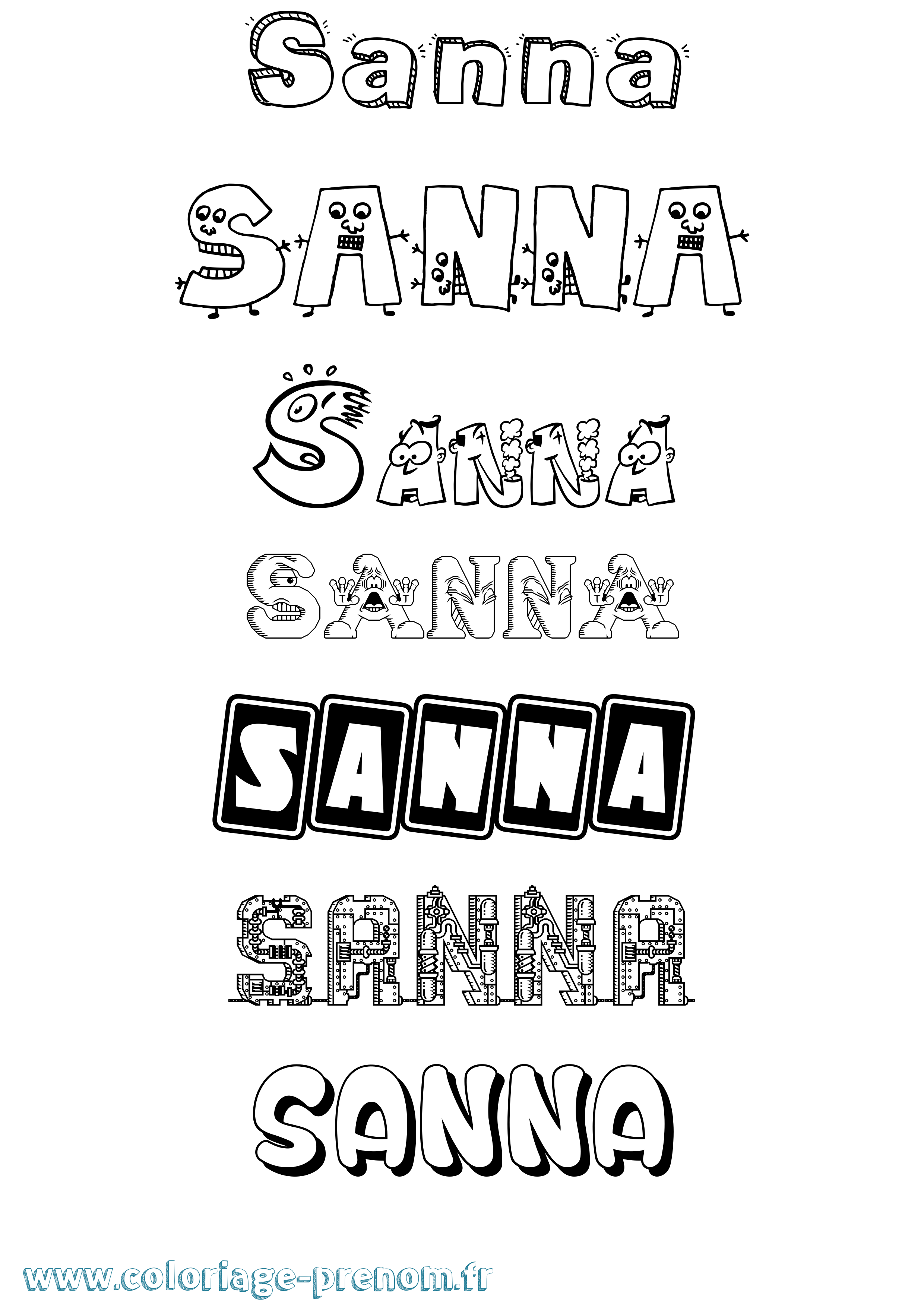 Coloriage prénom Sanna Fun