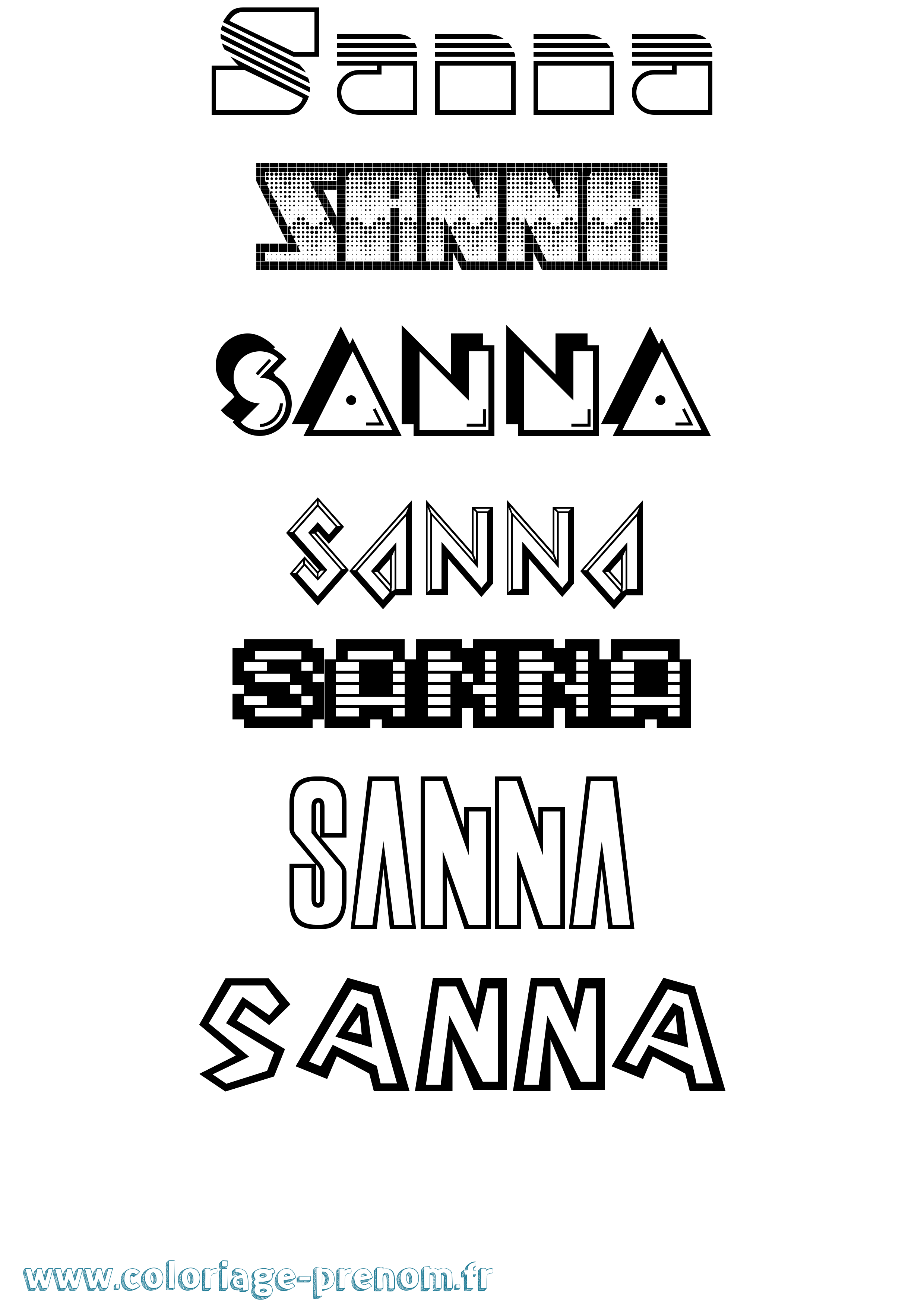 Coloriage prénom Sanna Jeux Vidéos