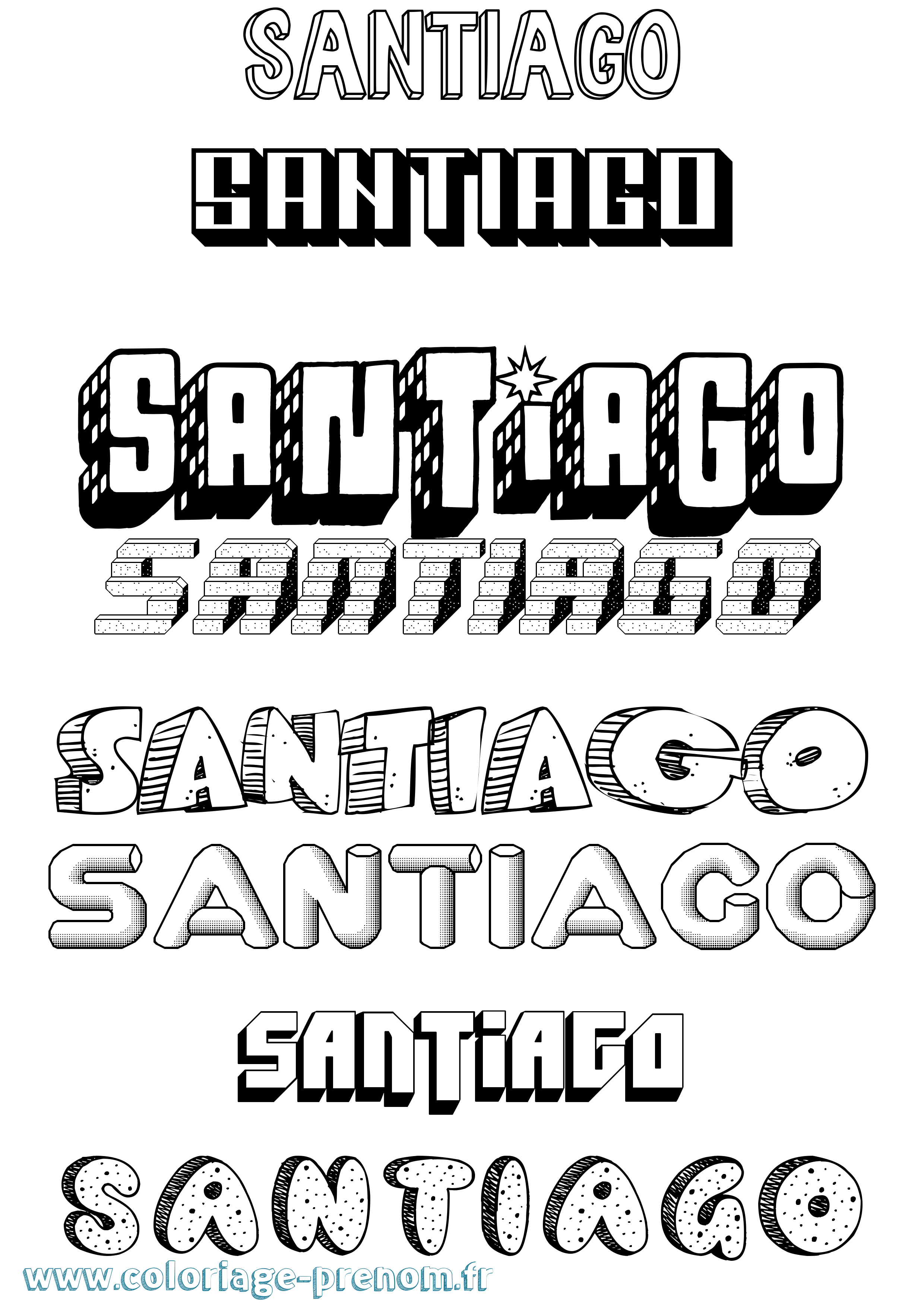 Coloriage prénom Santiago