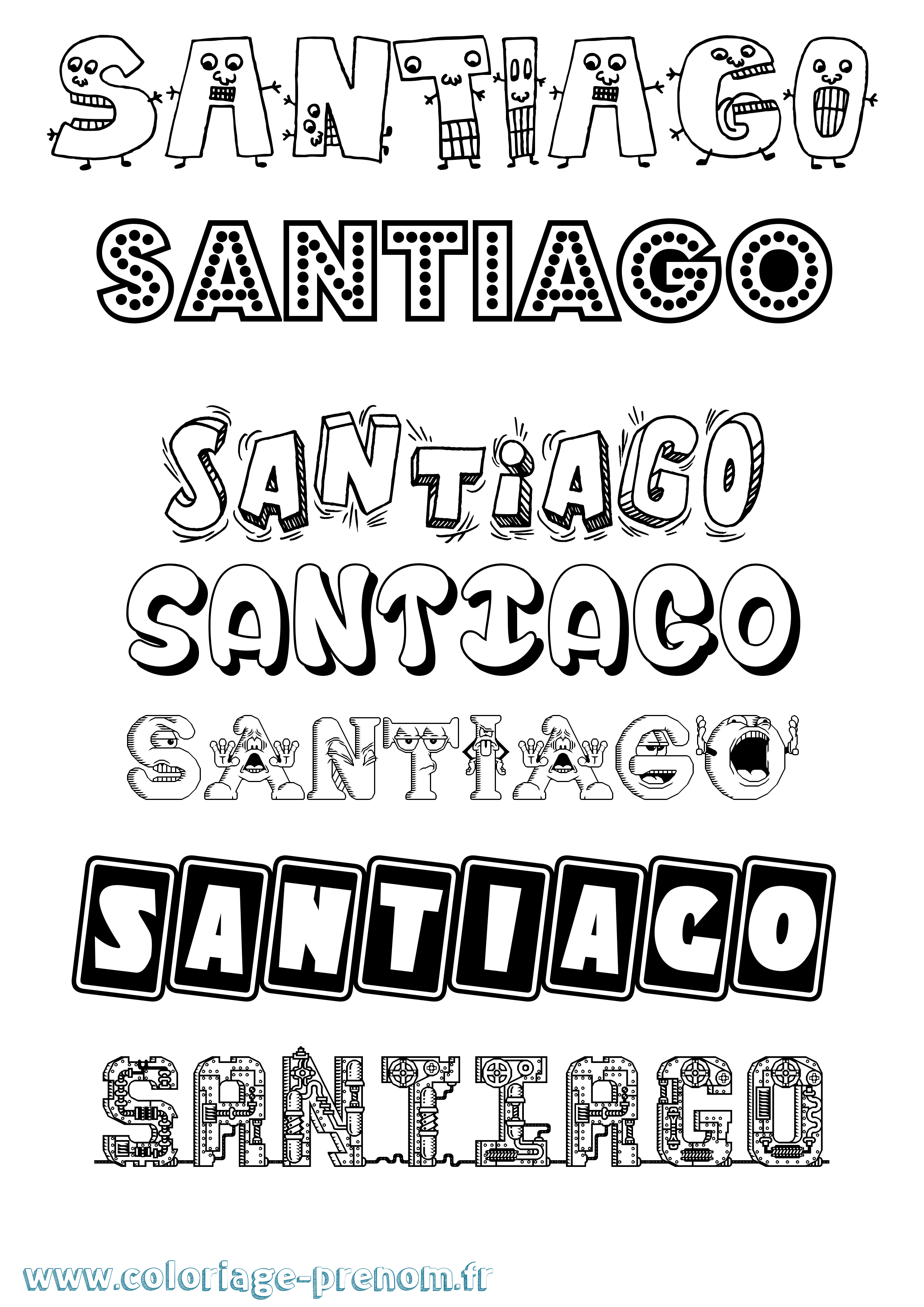 Coloriage Santiago Coloriage prénom Santiago