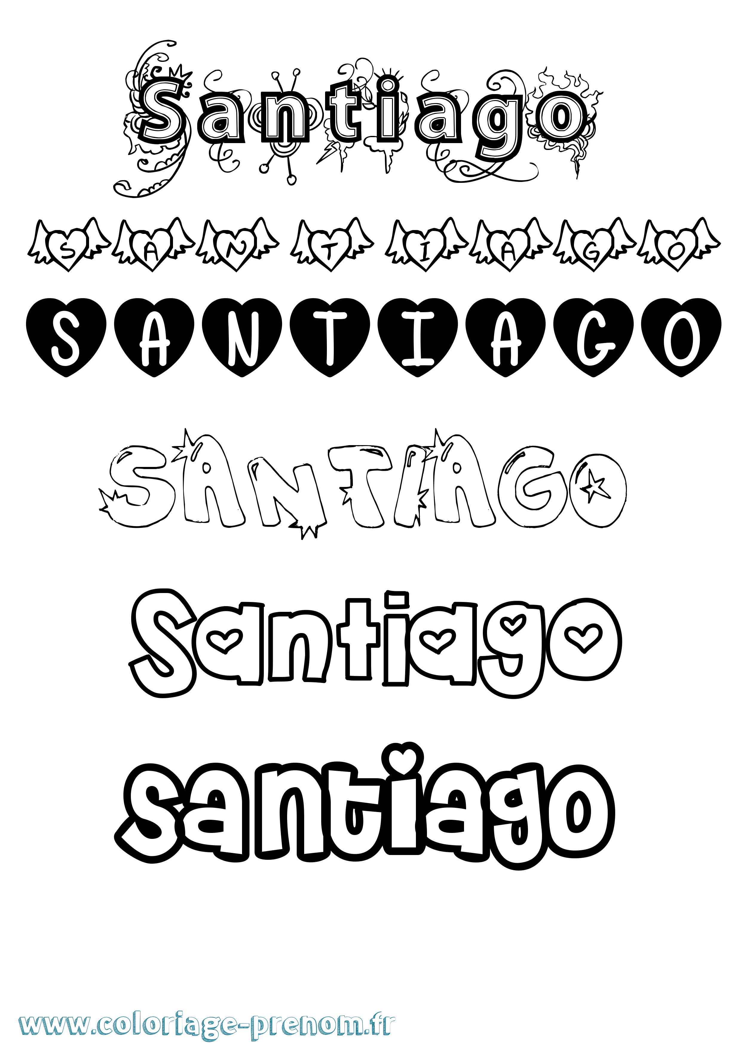 Coloriage Santiago Coloriage prénom Santiago