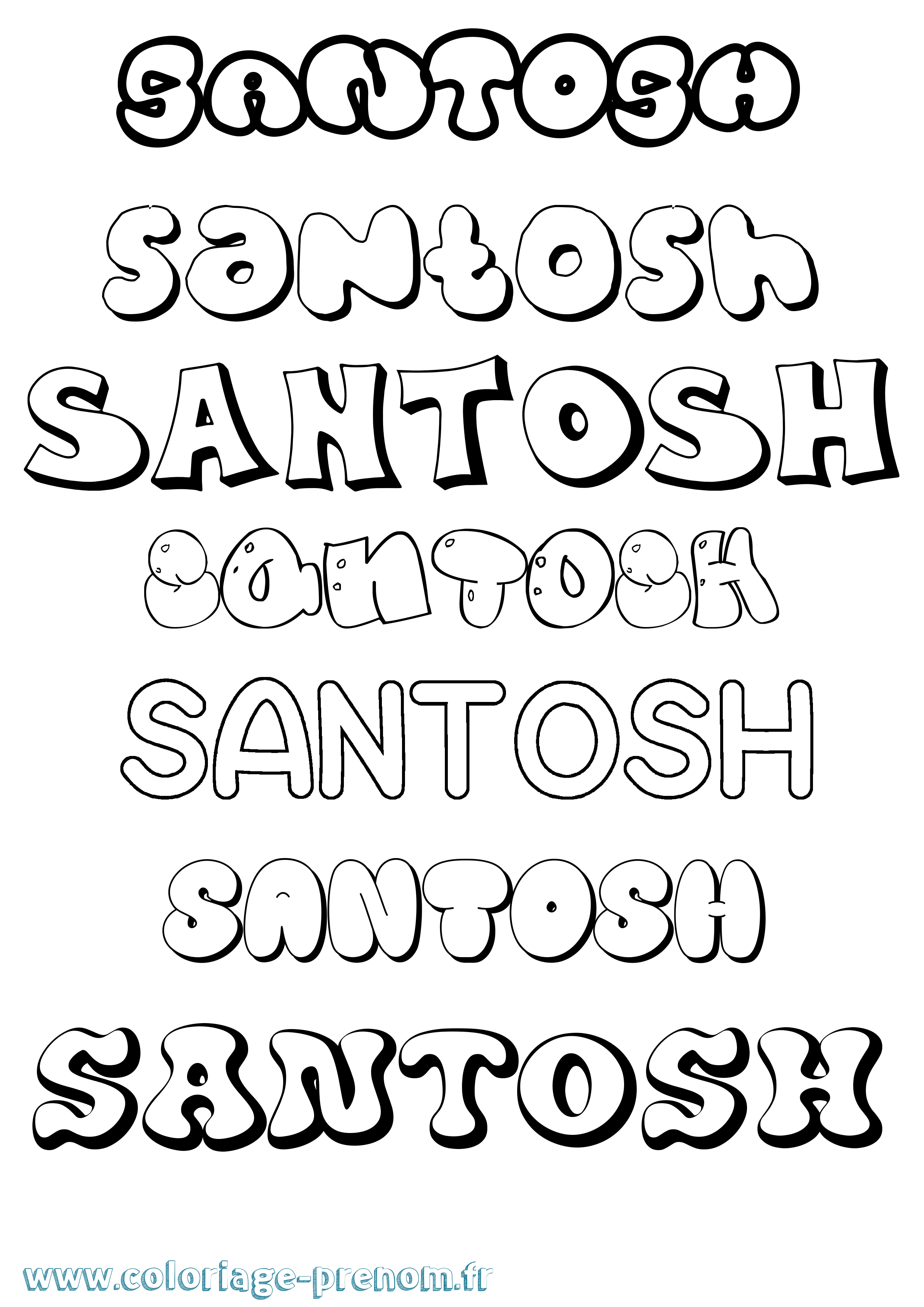 Coloriage prénom Santosh Bubble