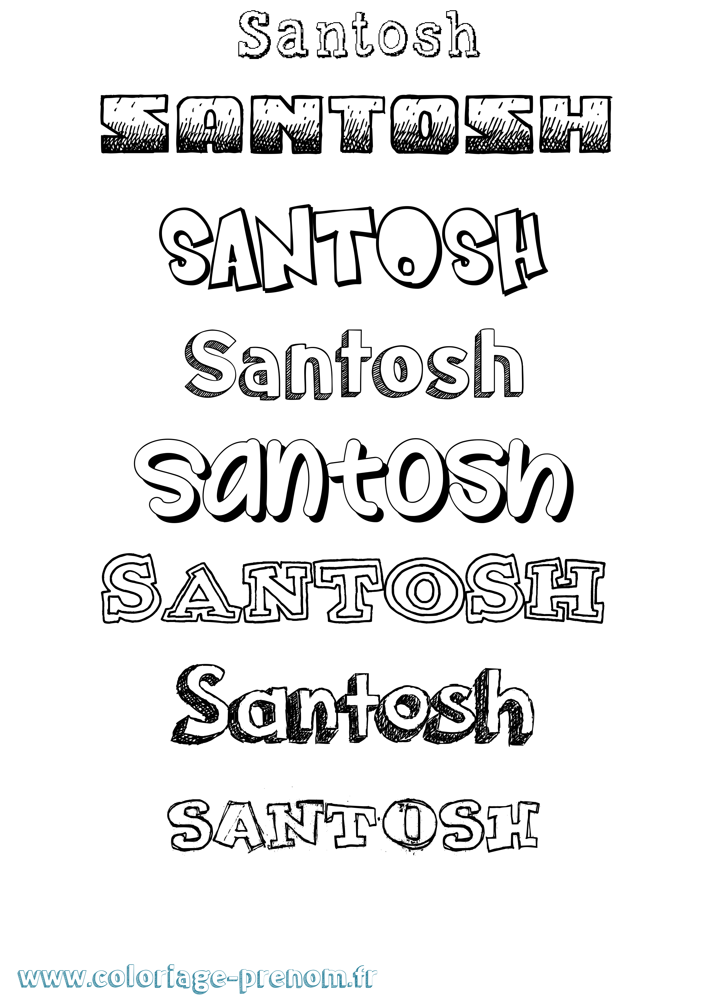 Coloriage prénom Santosh Dessiné