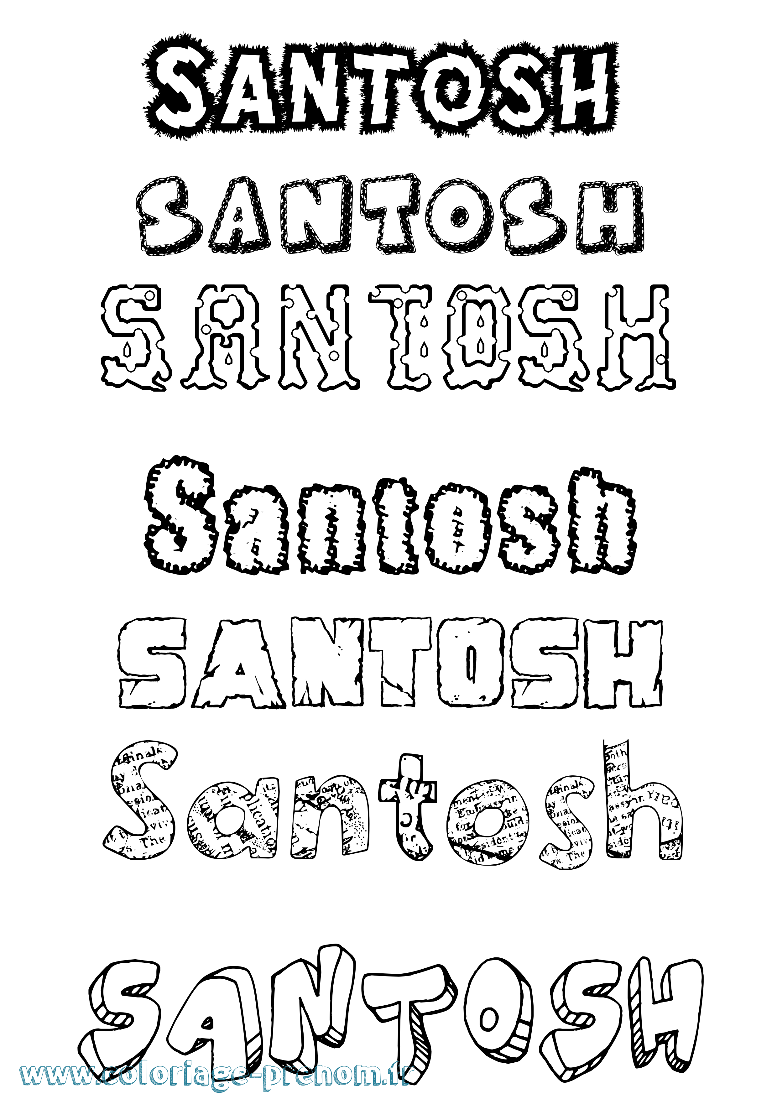 Coloriage prénom Santosh Destructuré
