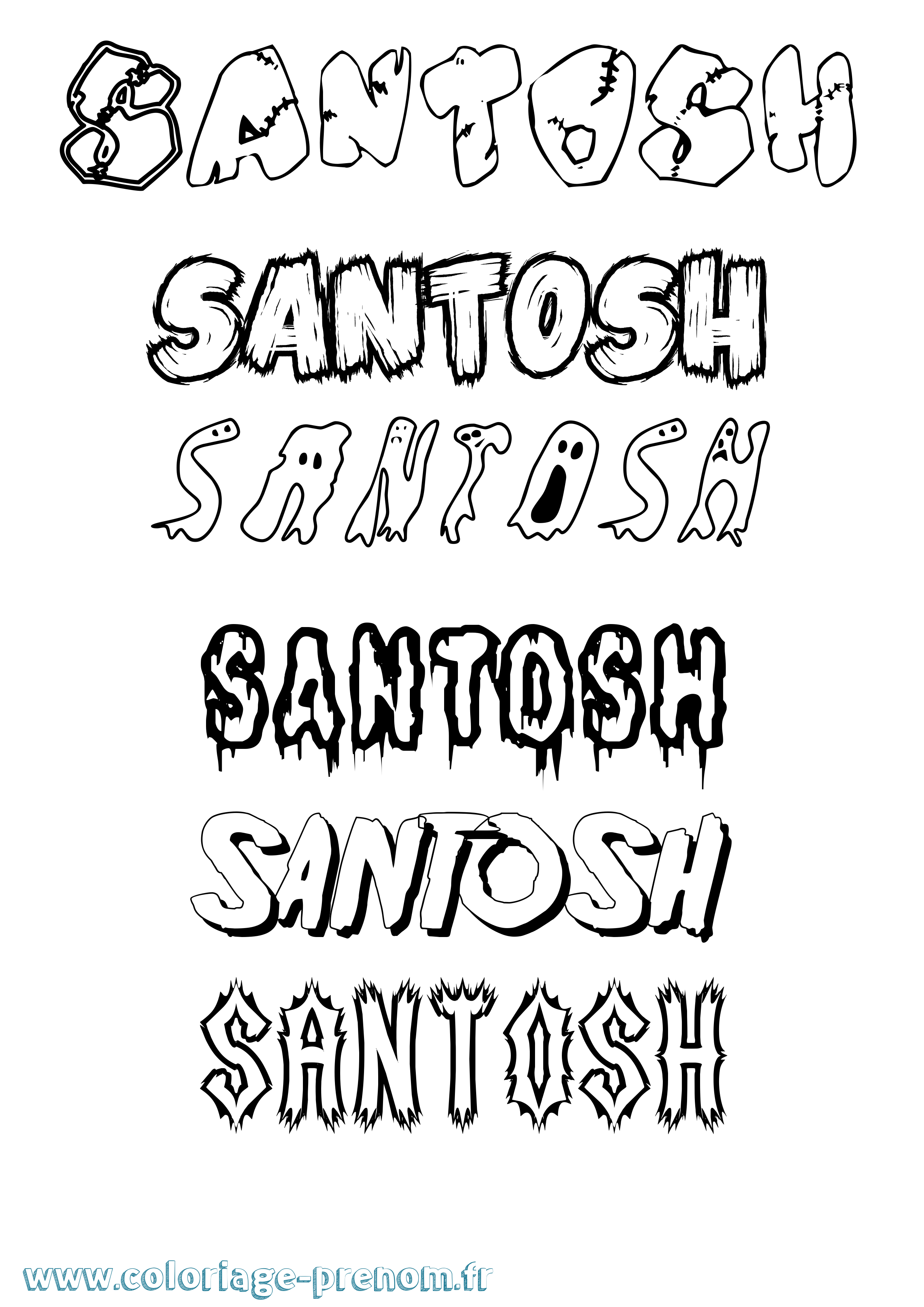 Coloriage prénom Santosh Frisson