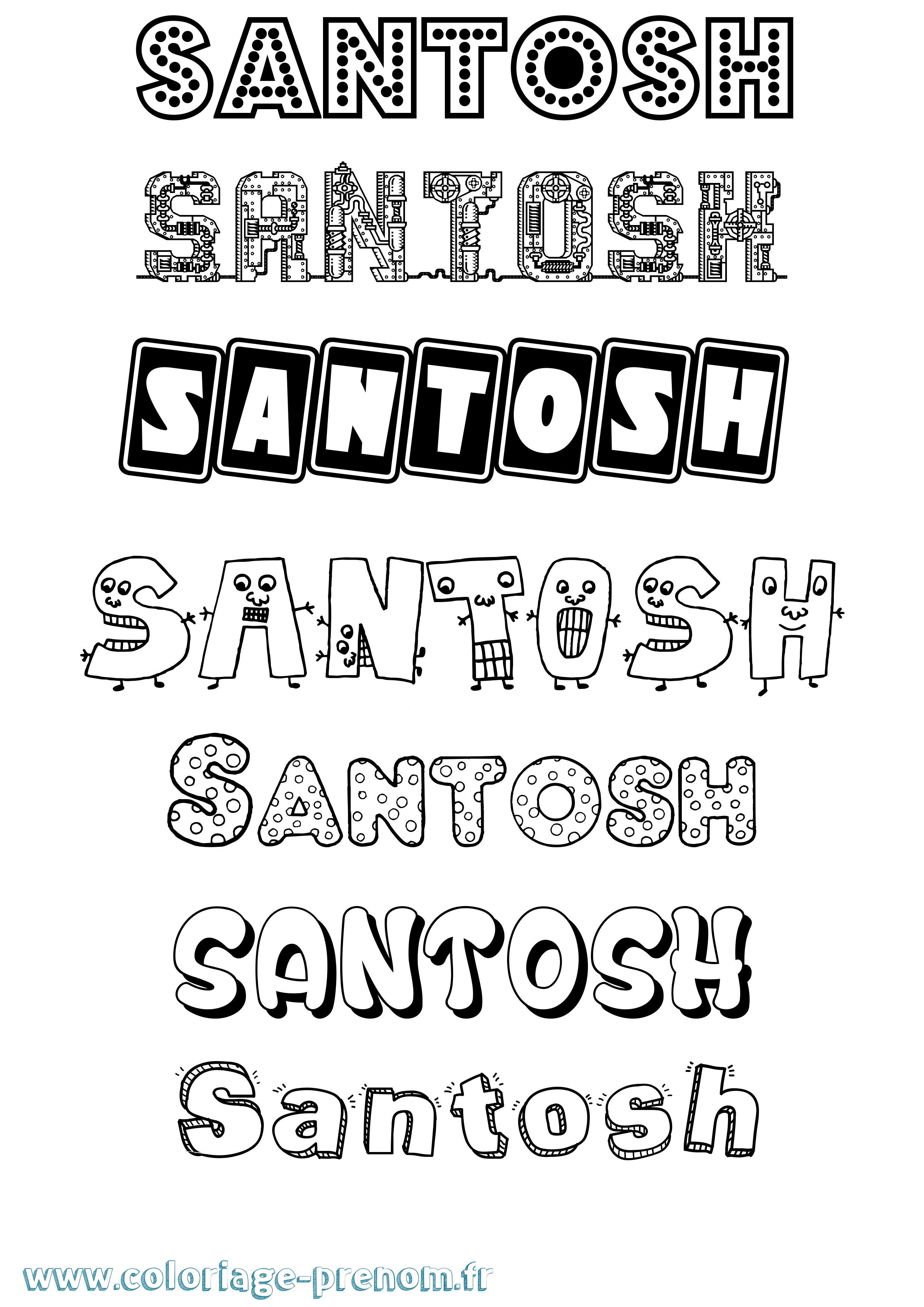 Coloriage prénom Santosh Fun