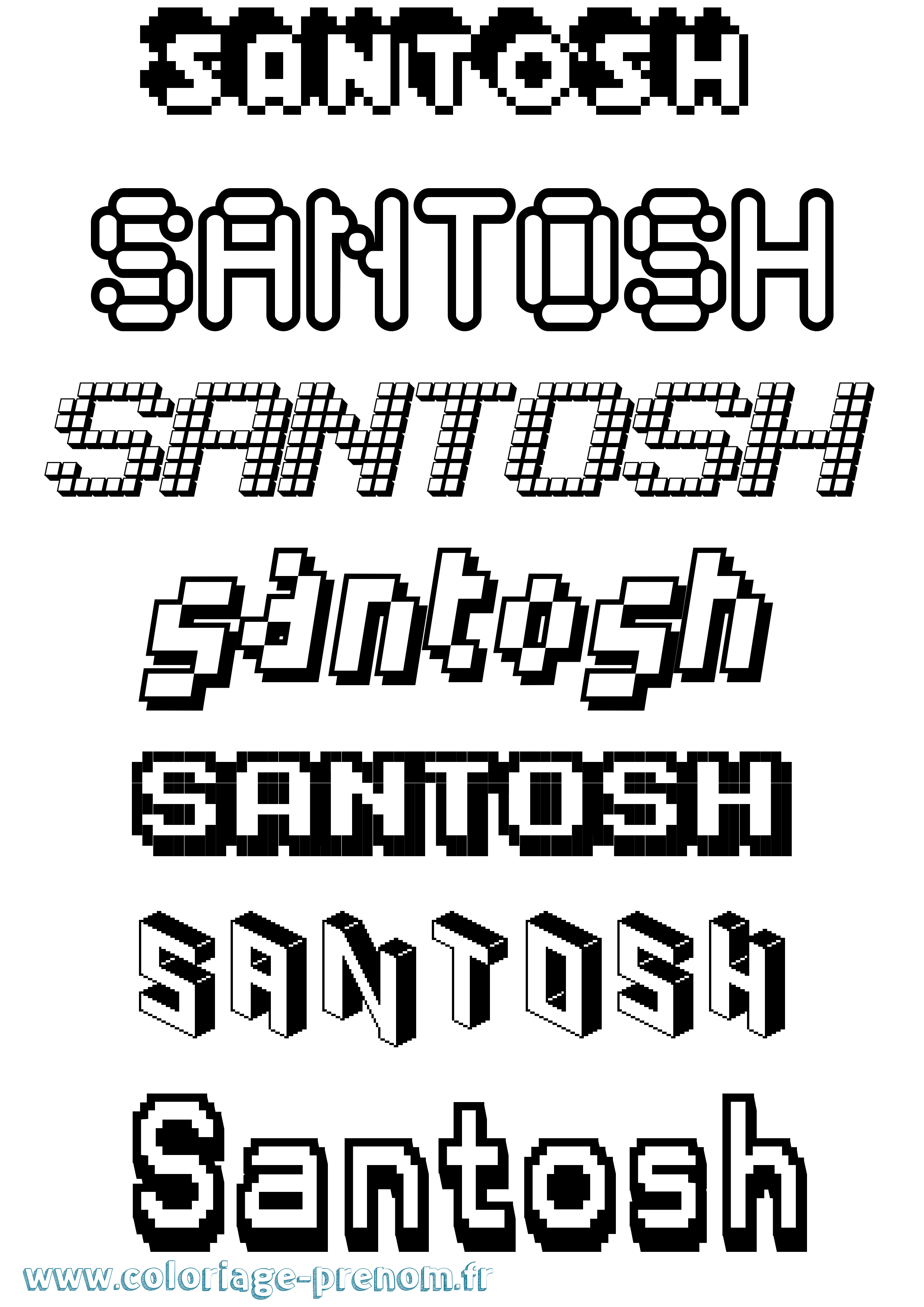 Coloriage prénom Santosh Pixel